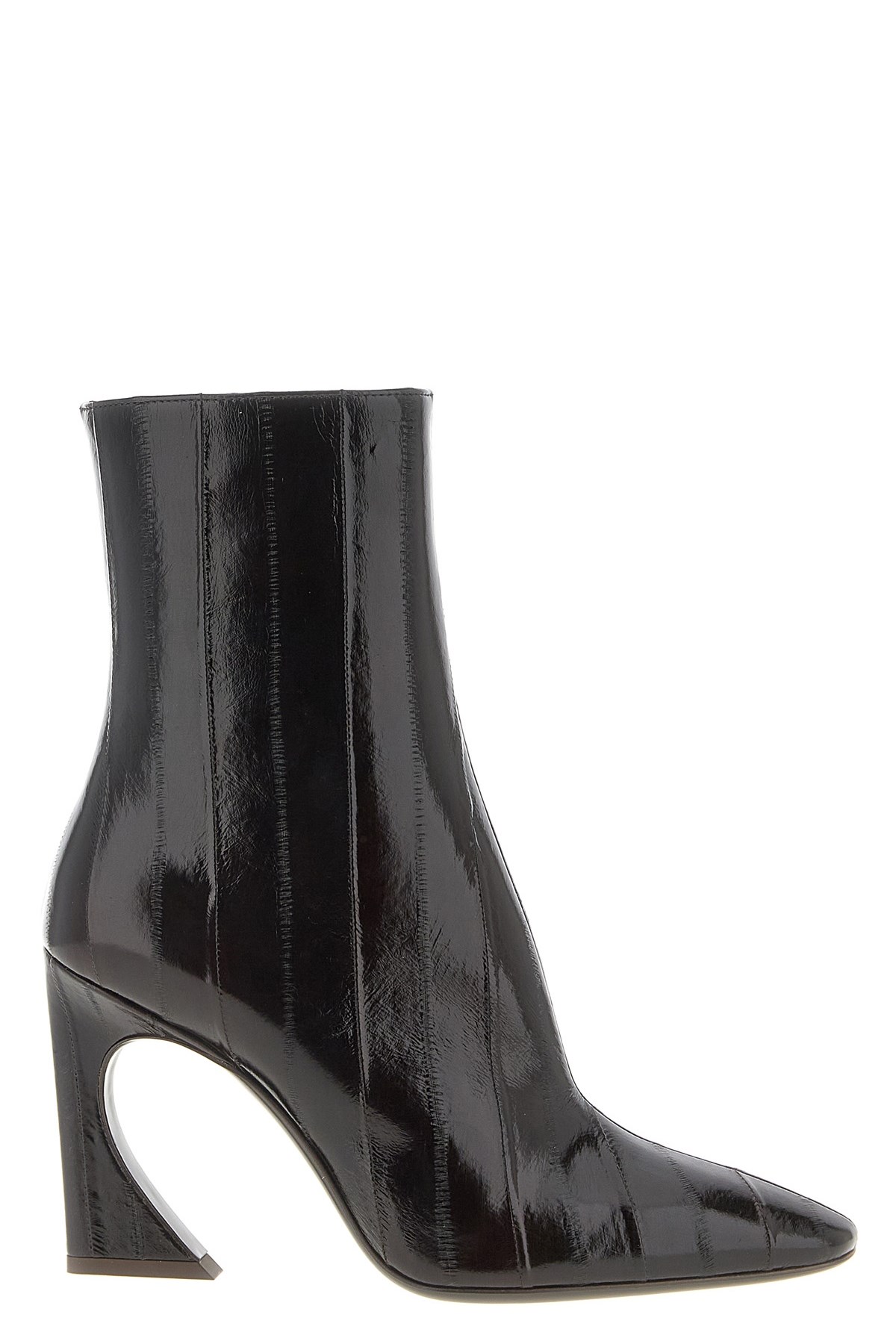 Fendi Sculpted Heel Ankle Boots With Glossy Finish In Black