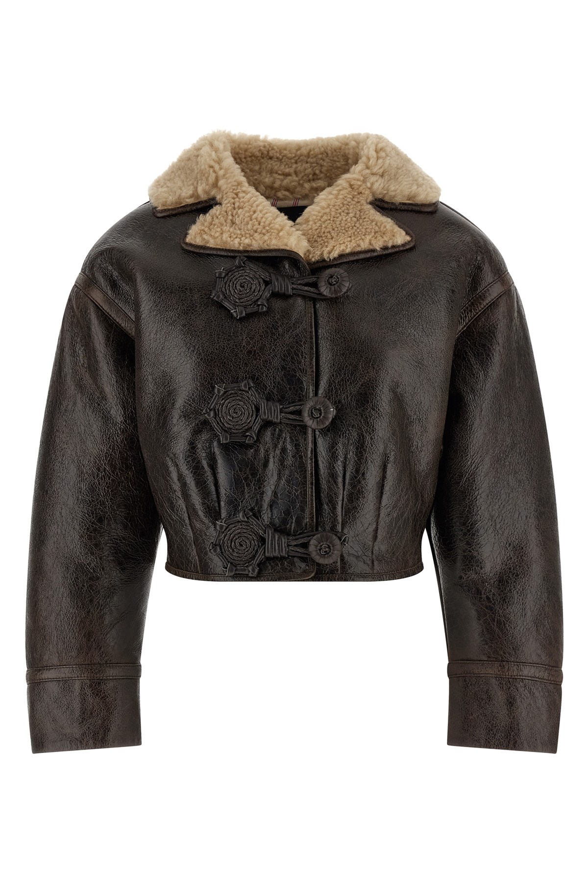Etro Sheepskin Jacket Featuring Wool Insert In Brown