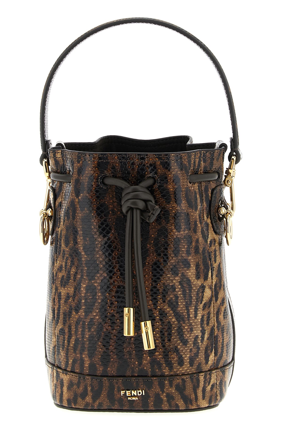 Fendi Mini Bucket Bag Animal Print In Brown
