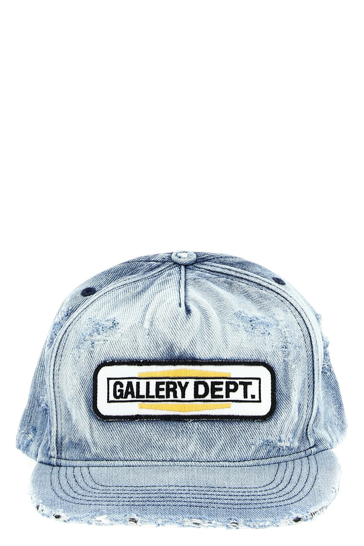 Gallery Dept. Distressed Denim Curved Brim Cap In Blue