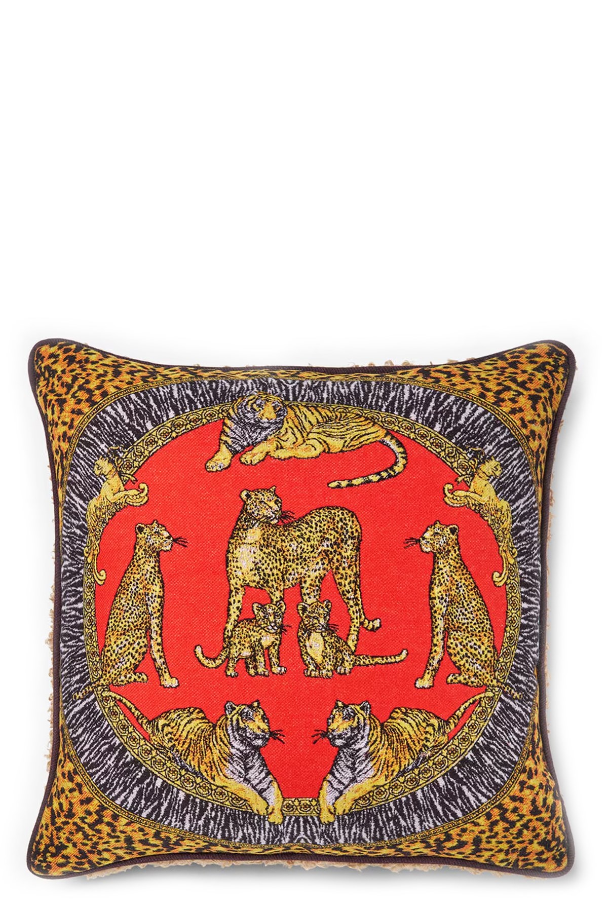 Versace Home 'wild Cats' Double-face Cushion In Multi