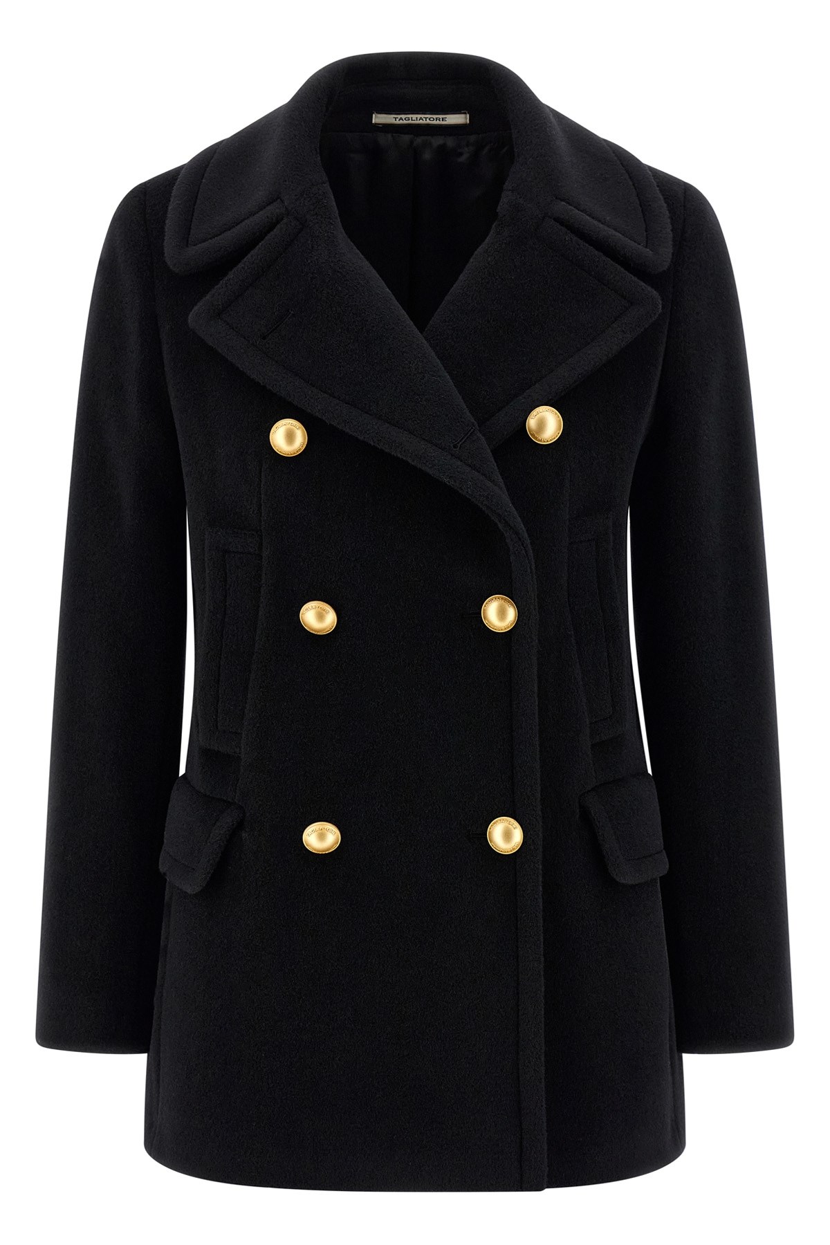 Tagliatore Double-breasted Metal-button Coat In Black