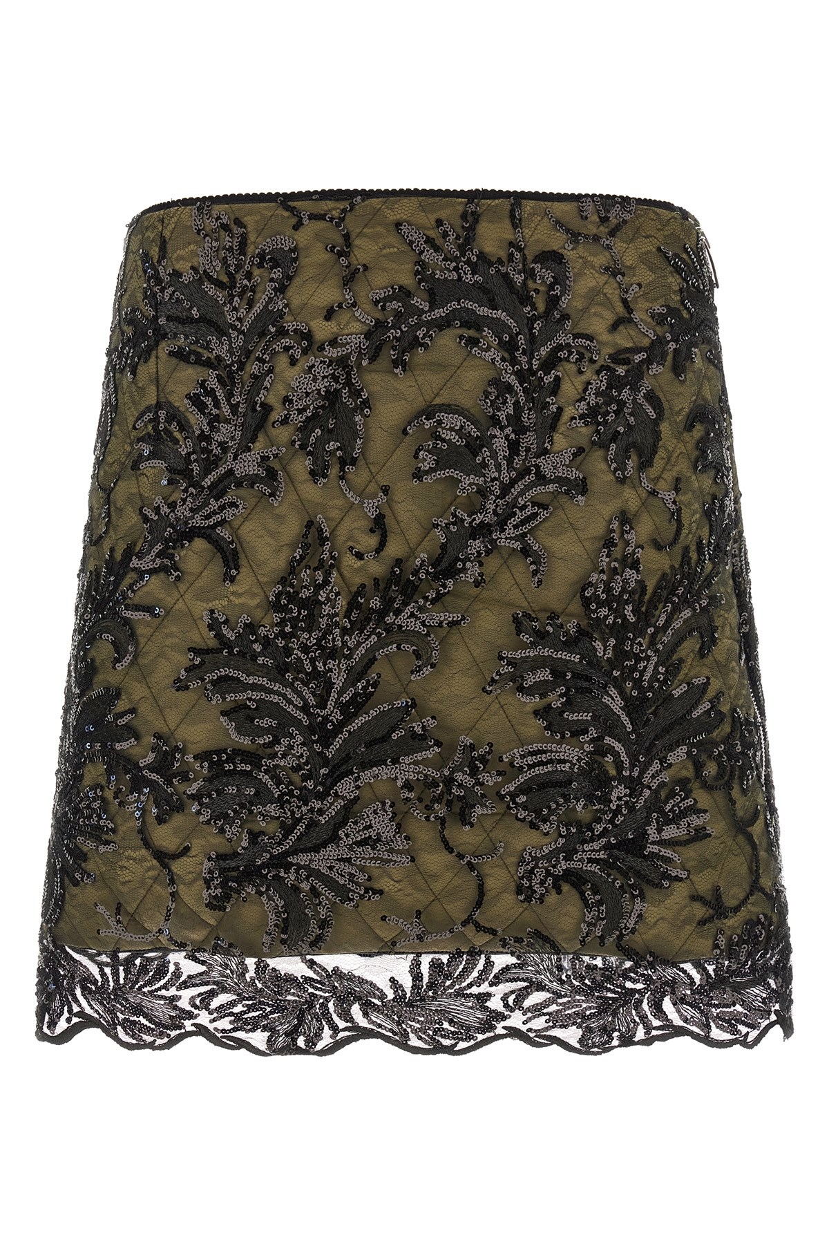 Le Twins Giulia Sequin Skirt In Green