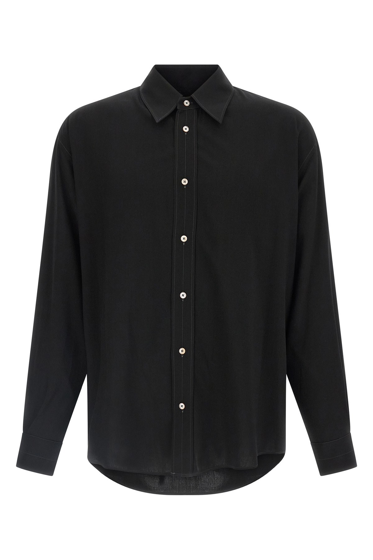 Lemaire Long Sleeve Relaxed Fit Shirt In Black