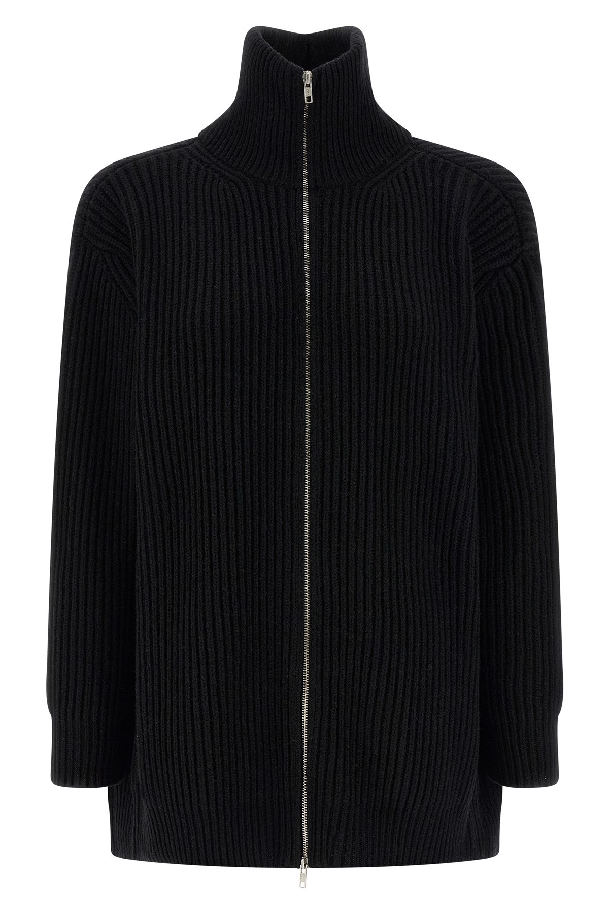 Mm6 Maison Margiela Black Wool Blend Oversize Cardigan In Black