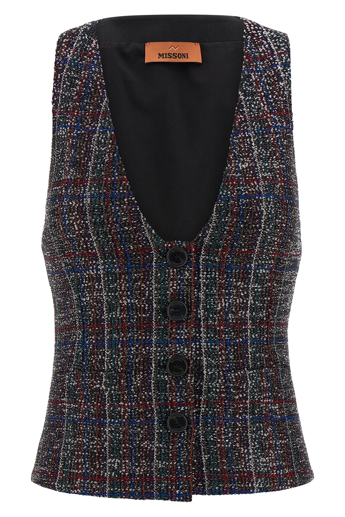 Missoni Fitted Tartan Vest Featuring Sequin Accents In Multi