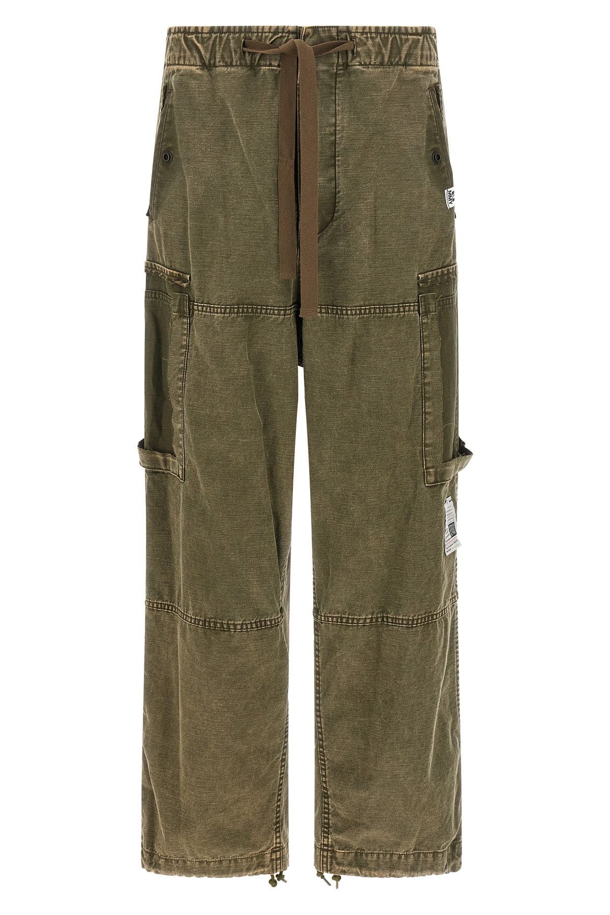 Miharayasuhiro Cotton Satin Cargo Pants In Green