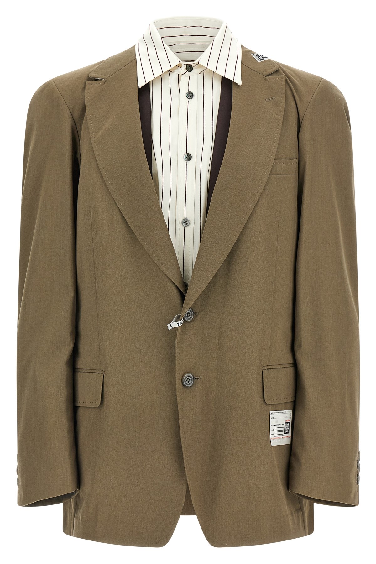 Miharayasuhiro Mix Layered Wool Gabardine Blazer Green In Green