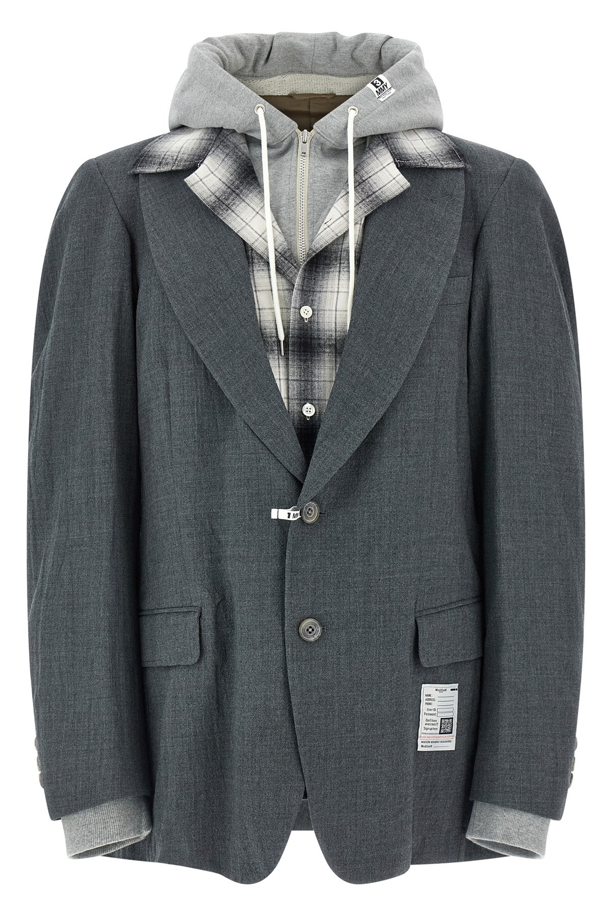 Miharayasuhiro Triple Layered Wool Blazer In Gray