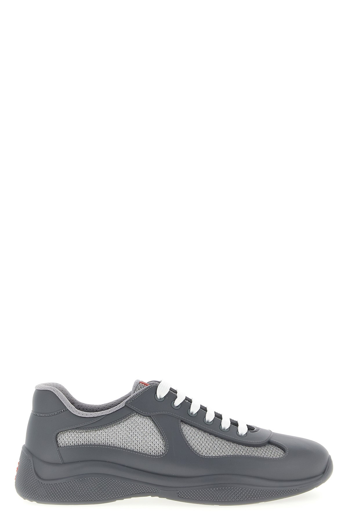 Prada Men's Americas Cup Rubber Trainer Sneakers In Gray