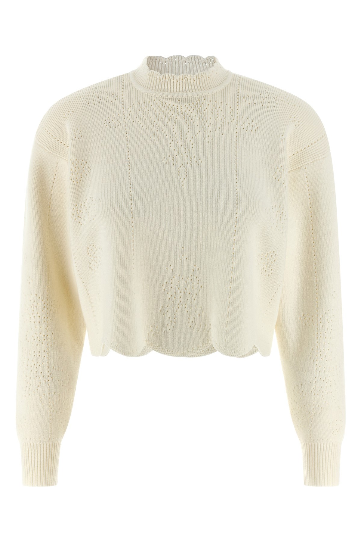 Twinset Scalloped Hem Sweater In White