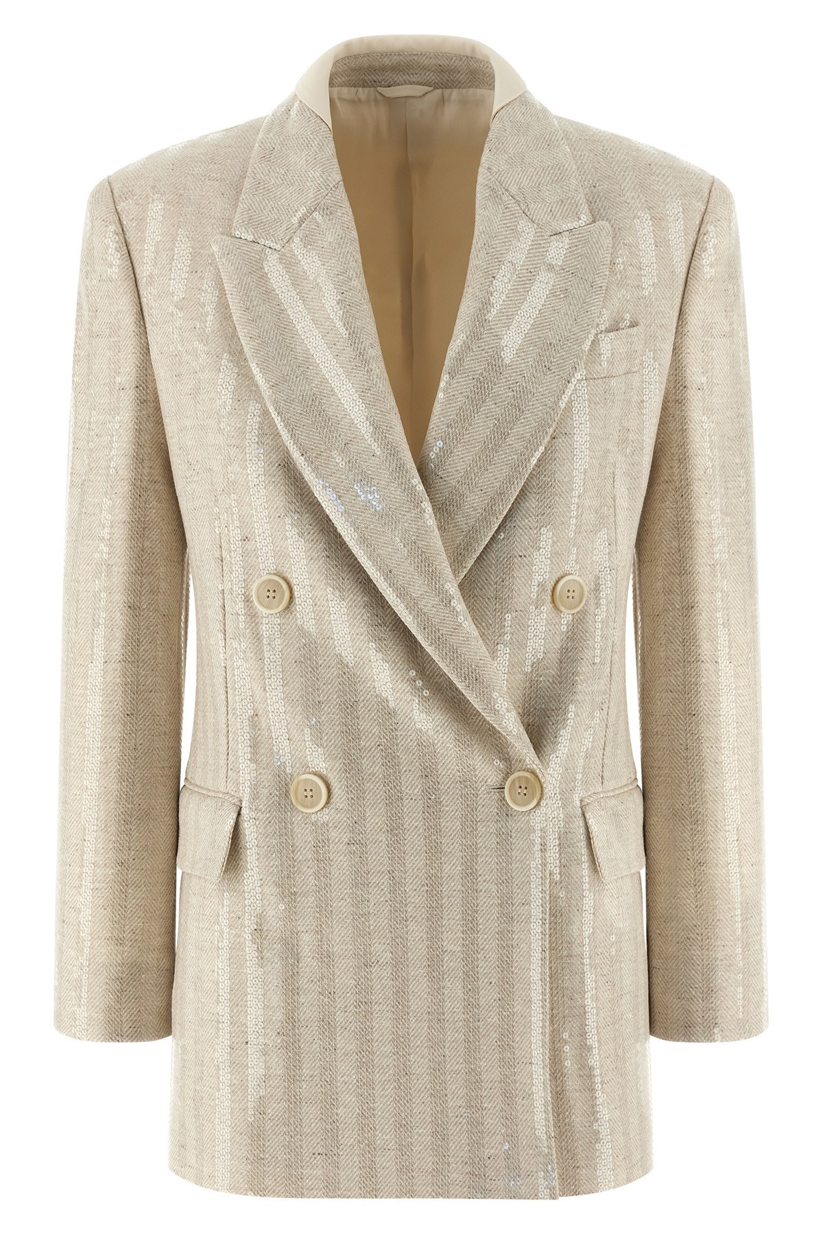 Brunello Cucinelli Sequin Blazer Blazers Beige In Multi