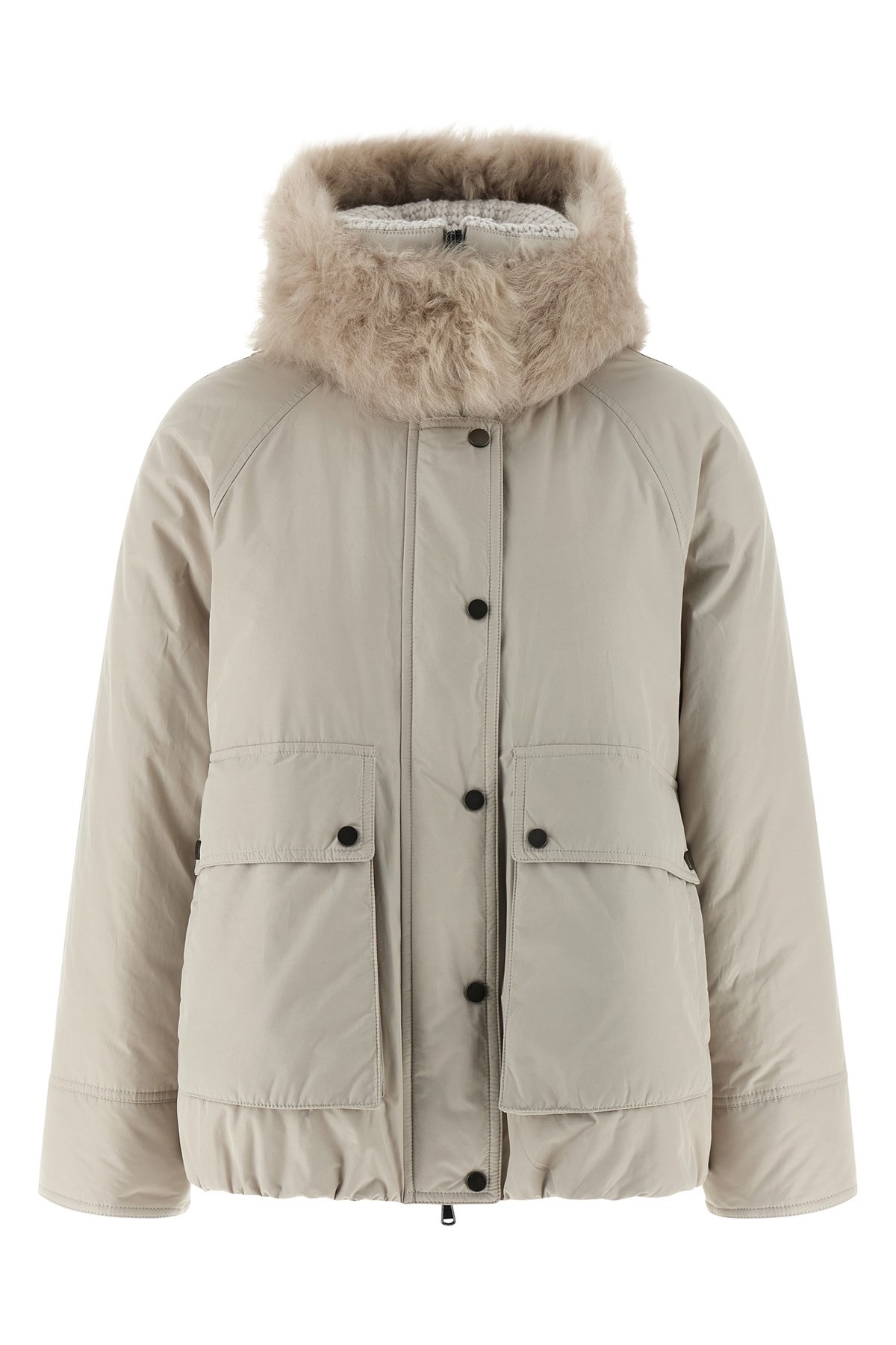 Brunello Cucinelli Cashmere Neck Down Jacket Puffer Jackets Beige In Neutral