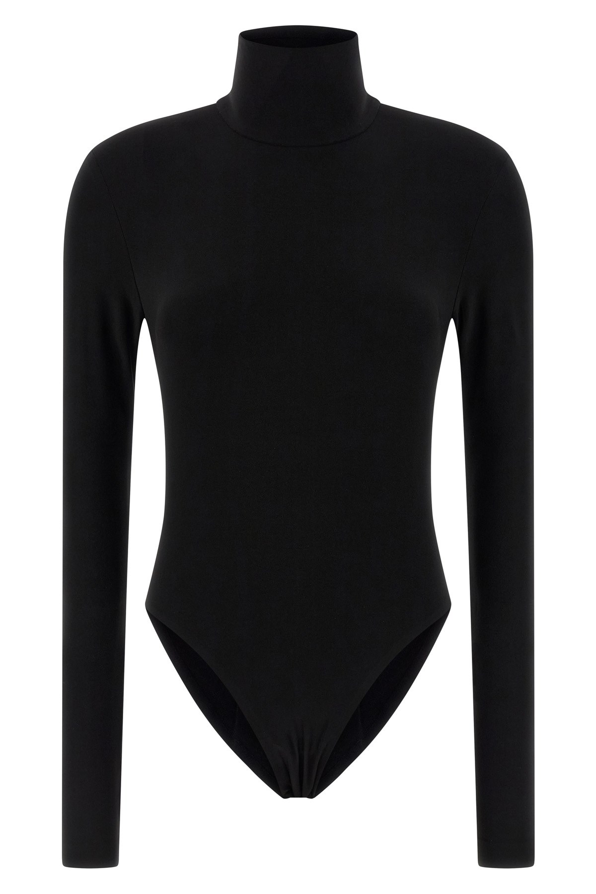 Norma Kamali Fitted Long-sleeve Top With High Neckline In Black