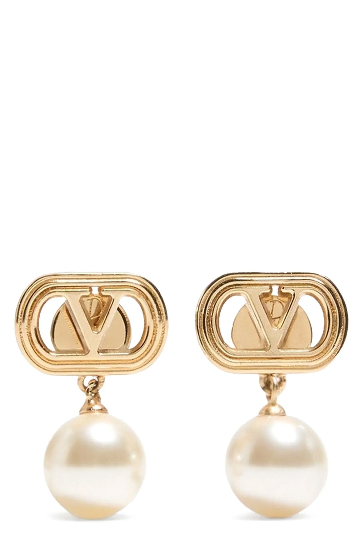 Valentino Ovalette Earrings Featuring Pearl Detail In Gold