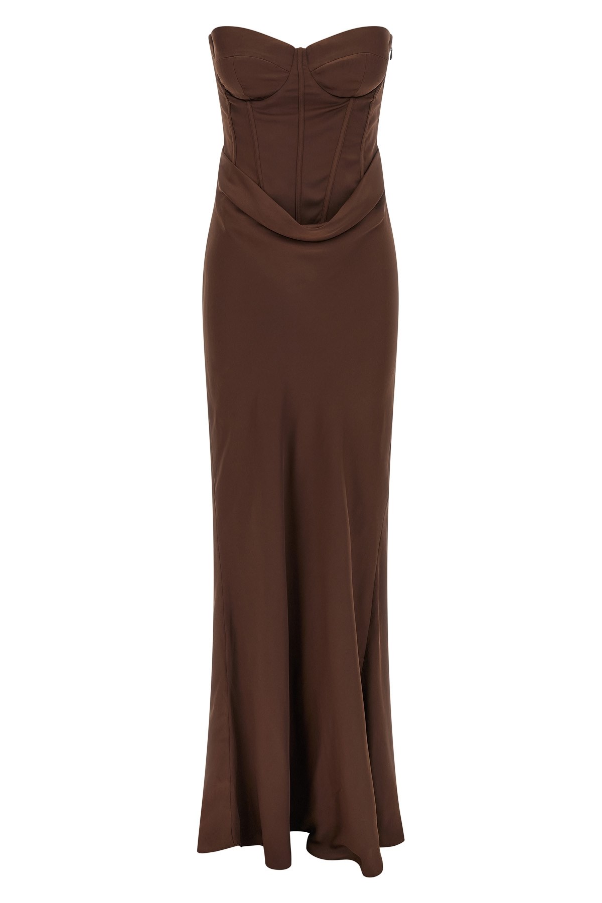 Rotate Birger Christensen Satin Bustier Gown In Brown
