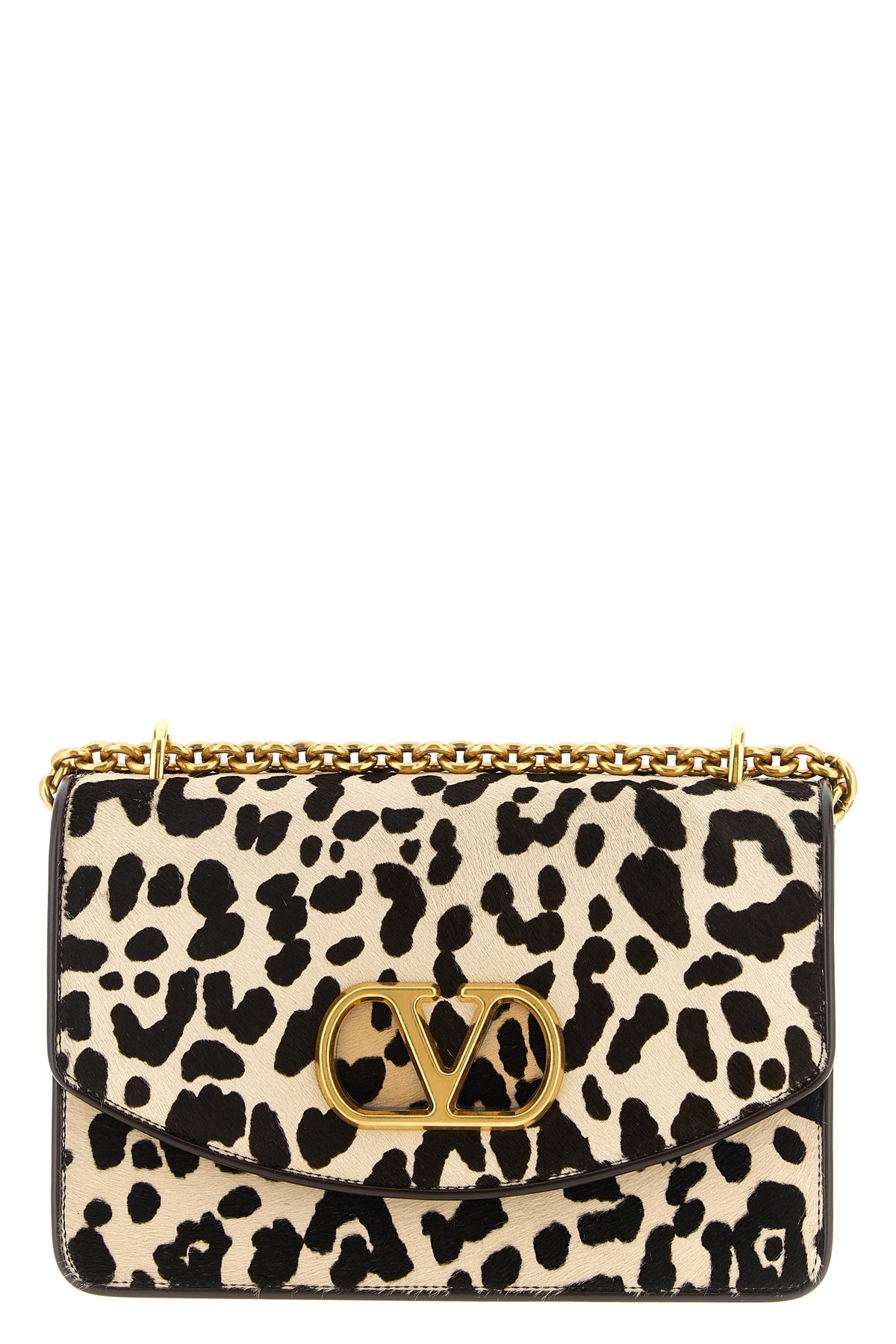 Valentino Garavani Vain Small Cow-print Leather And Calf-hair Shoulder Bag In Multi