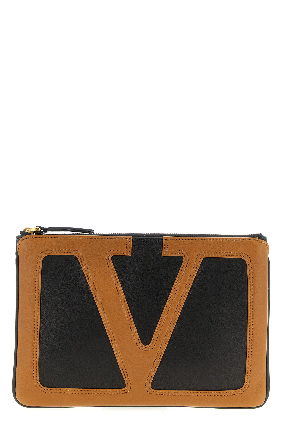 Valentino Viva Superstar Leather Envelope Clutch Bag In Brown