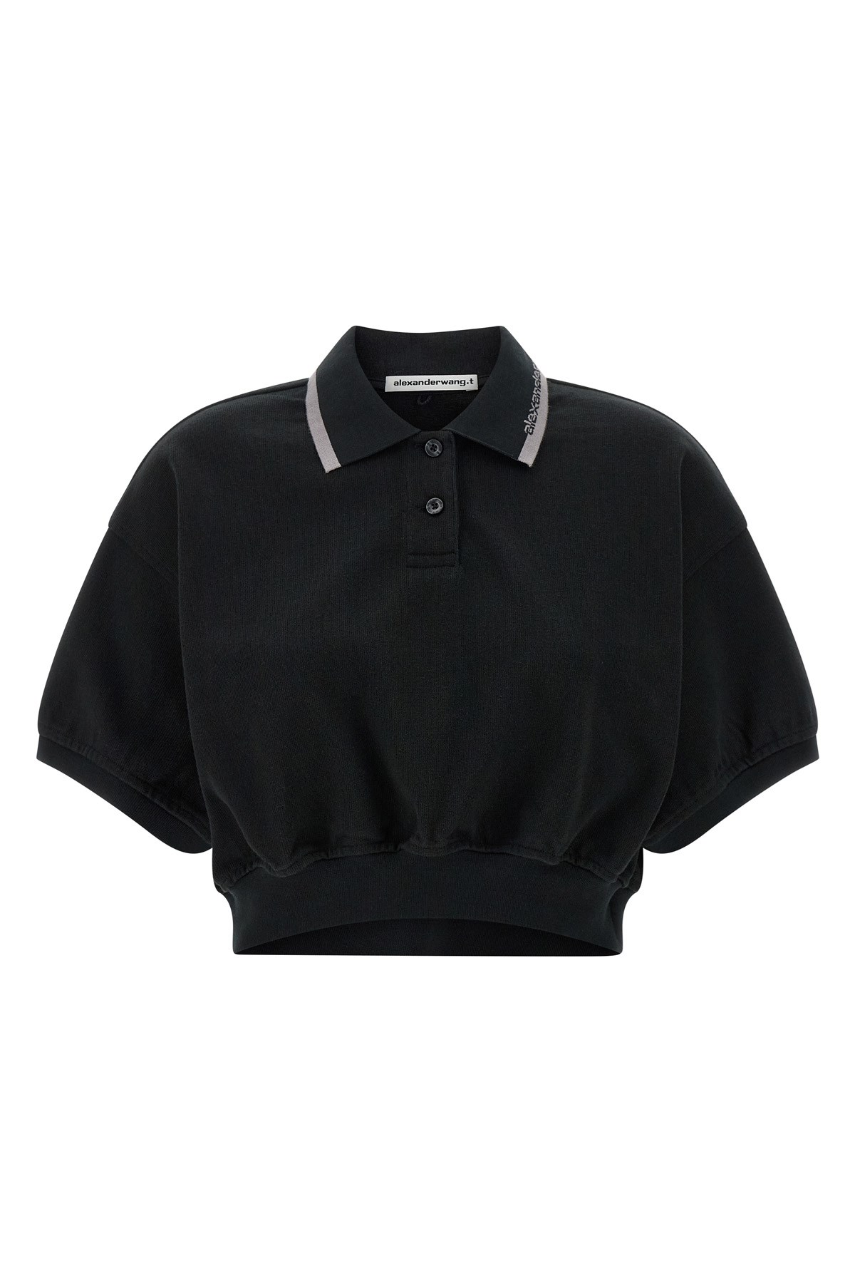 Alexander Wang T Intarsia Collar Polo Shirt In Black