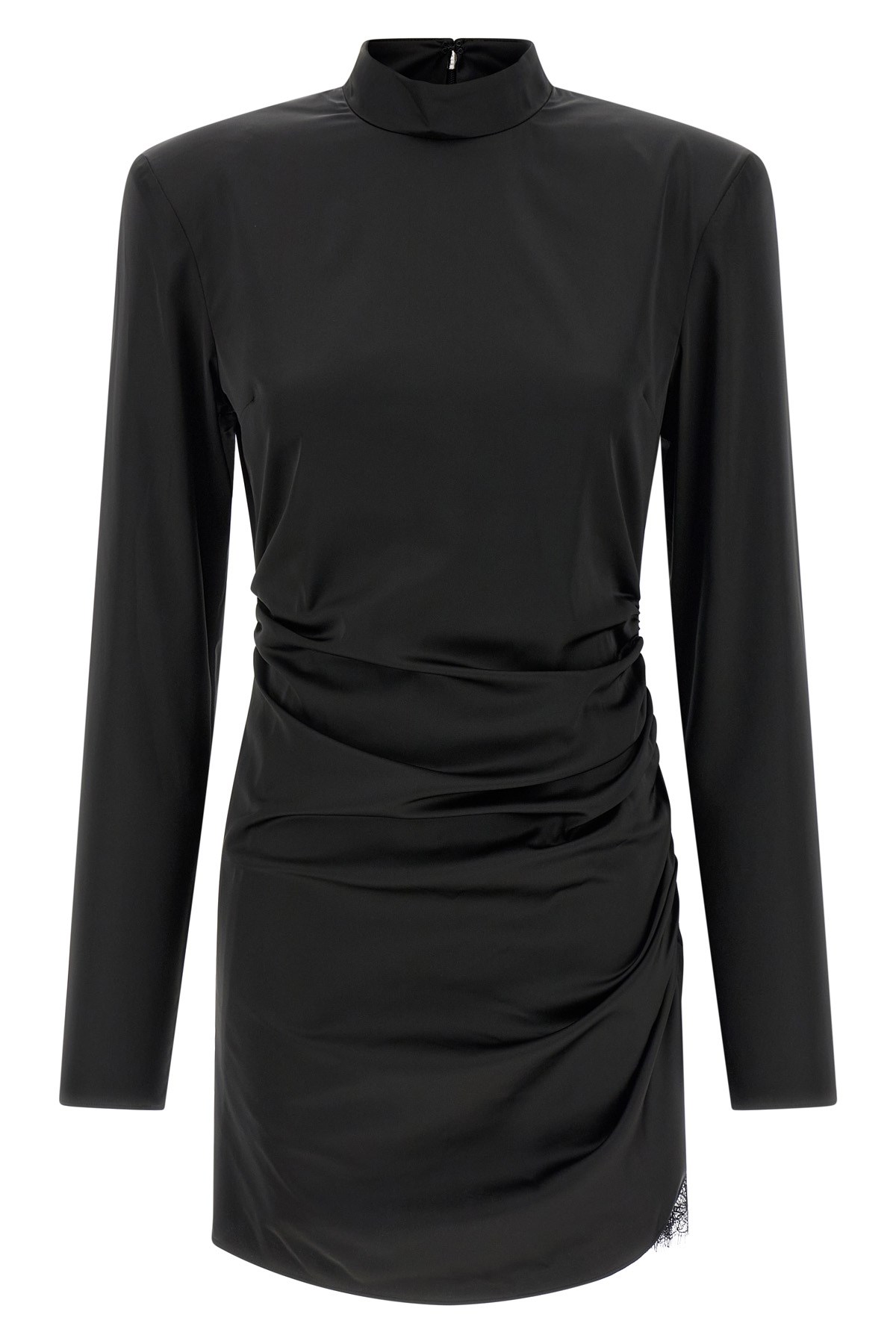Rotate Birger Christensen 'satin Rouched Mini' Dress In Black