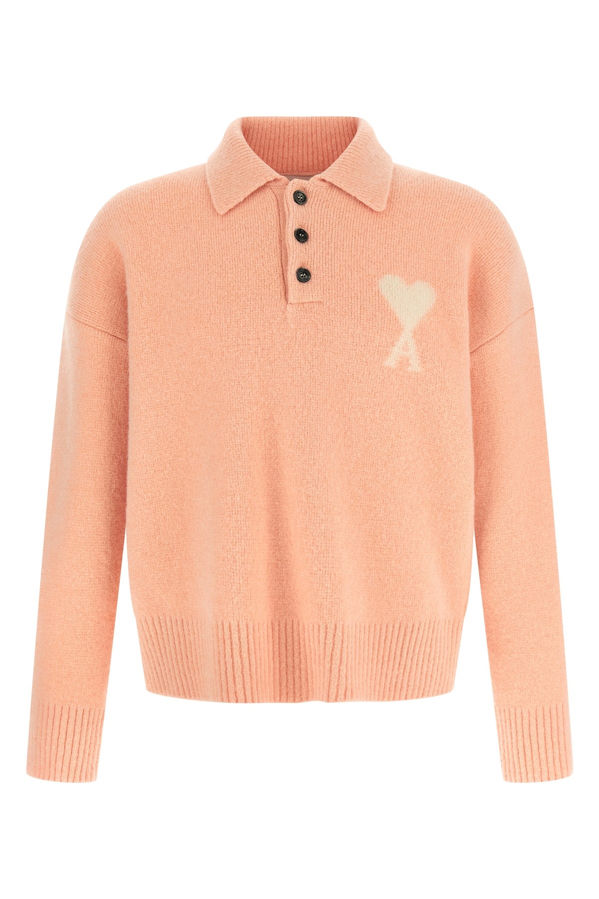Ami Alexandre Mattiussi Ami Paris Powder Pink Ami De Coeur Polo Sweater Men In Pink