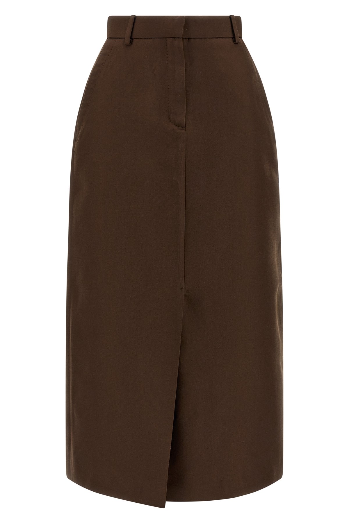 Brioni Violante Silk Midi Skirt In Brown