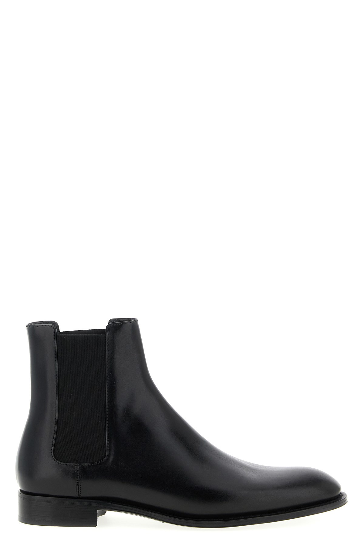 Saint Laurent 25mm Adrien Round-toe Slip-on Boots In Black