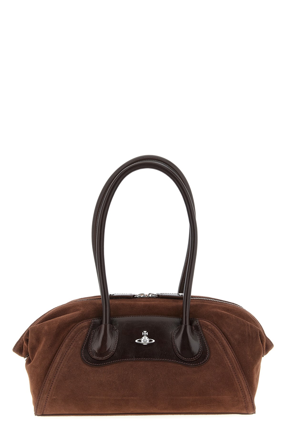 Vivienne Westwood Mens Aw25-chocolate Brown Shirley Small Suede Holdall In Brown
