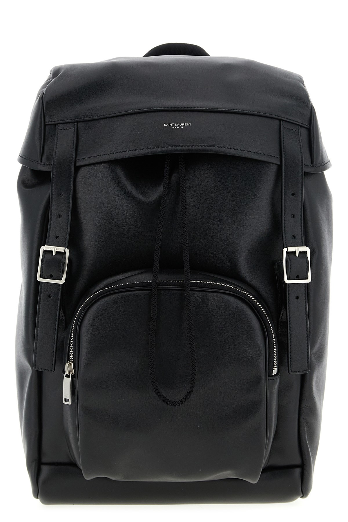 Saint Laurent Versatile Leather Backpack Featuring Zip Pocket In Black