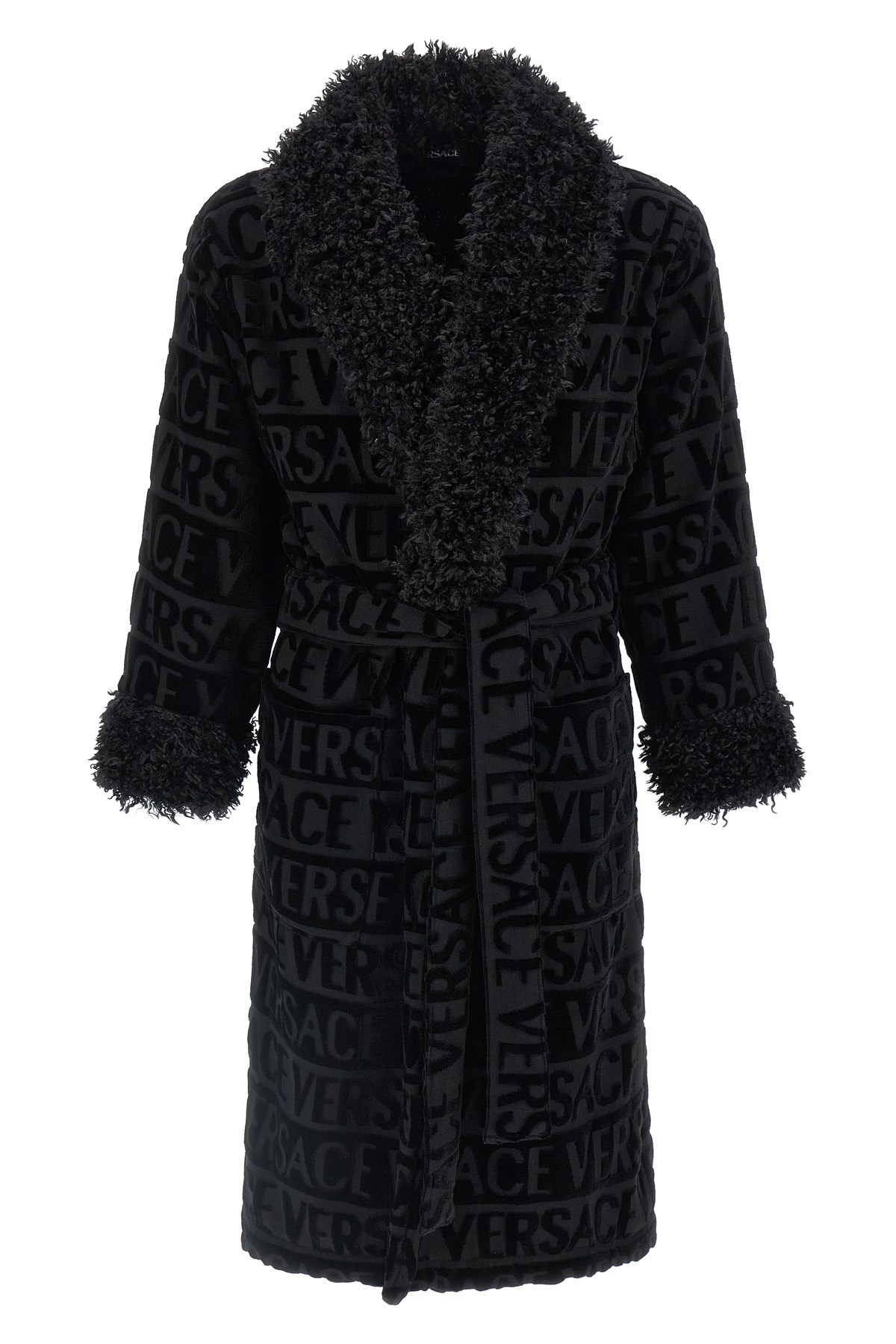 Versace Home 'versace' Bathrobe In Black