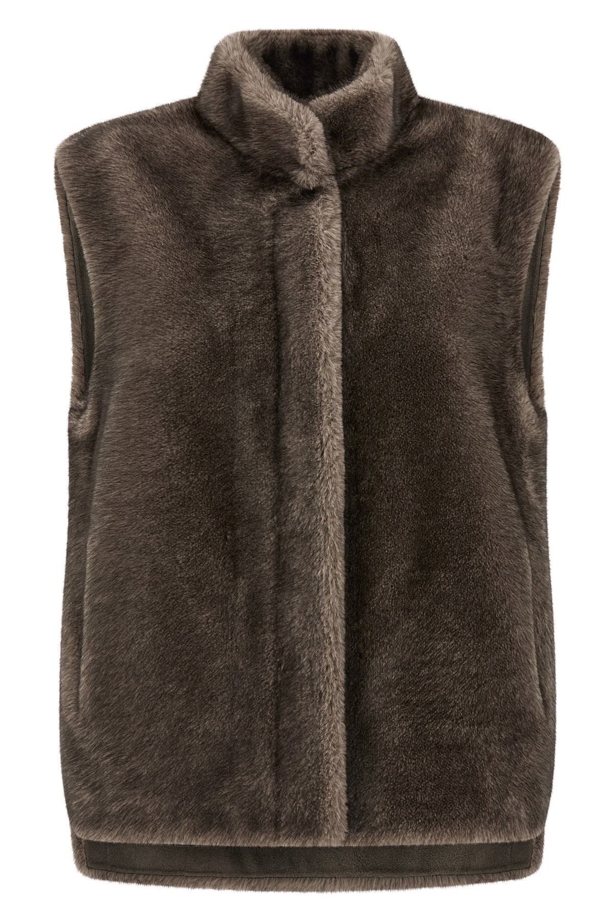 Lou Andrea Faux Fur Vest In Brown