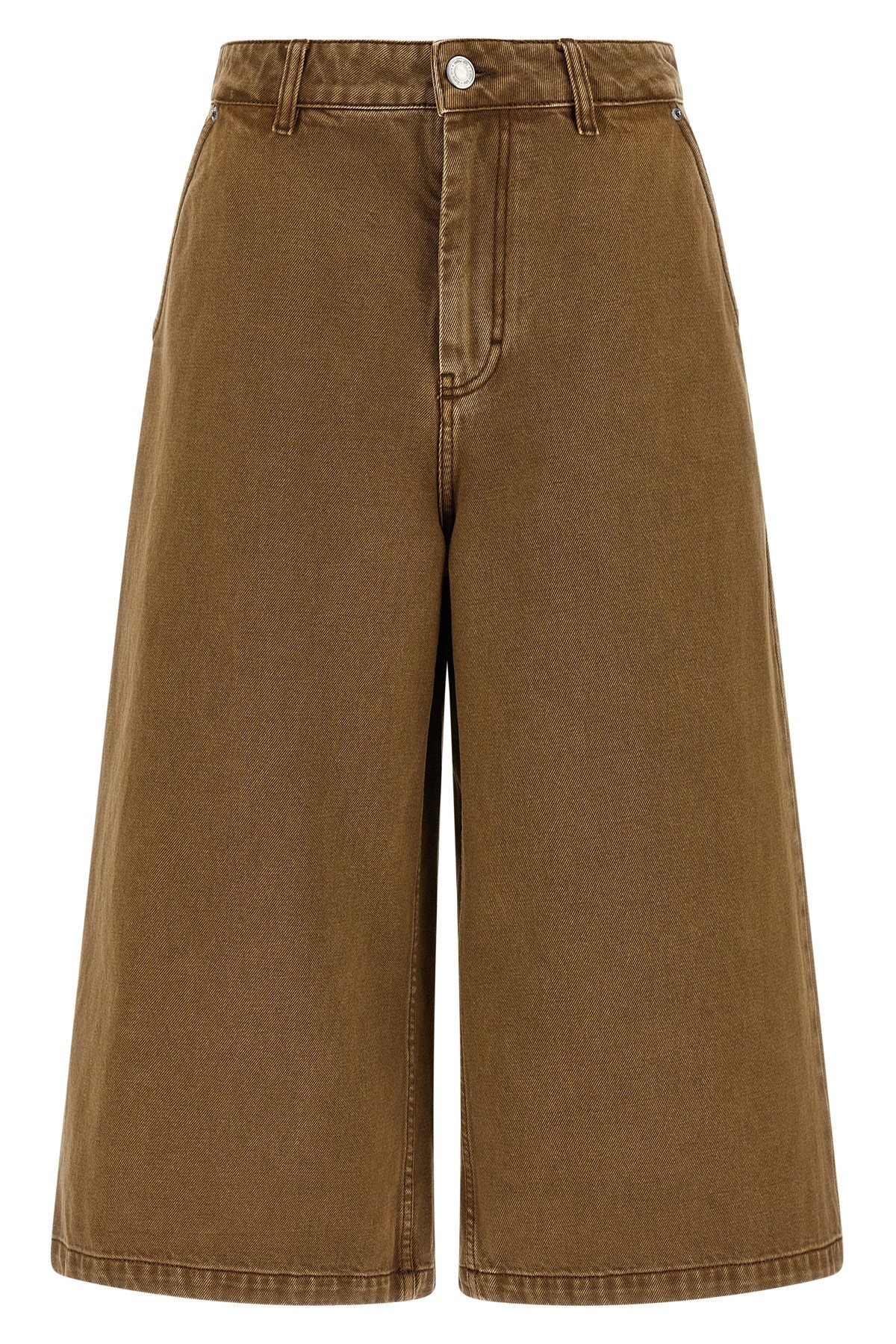 Ami Alexandre Mattiussi Casual Denim Bermuda Shorts Featuring Pockets In Brown