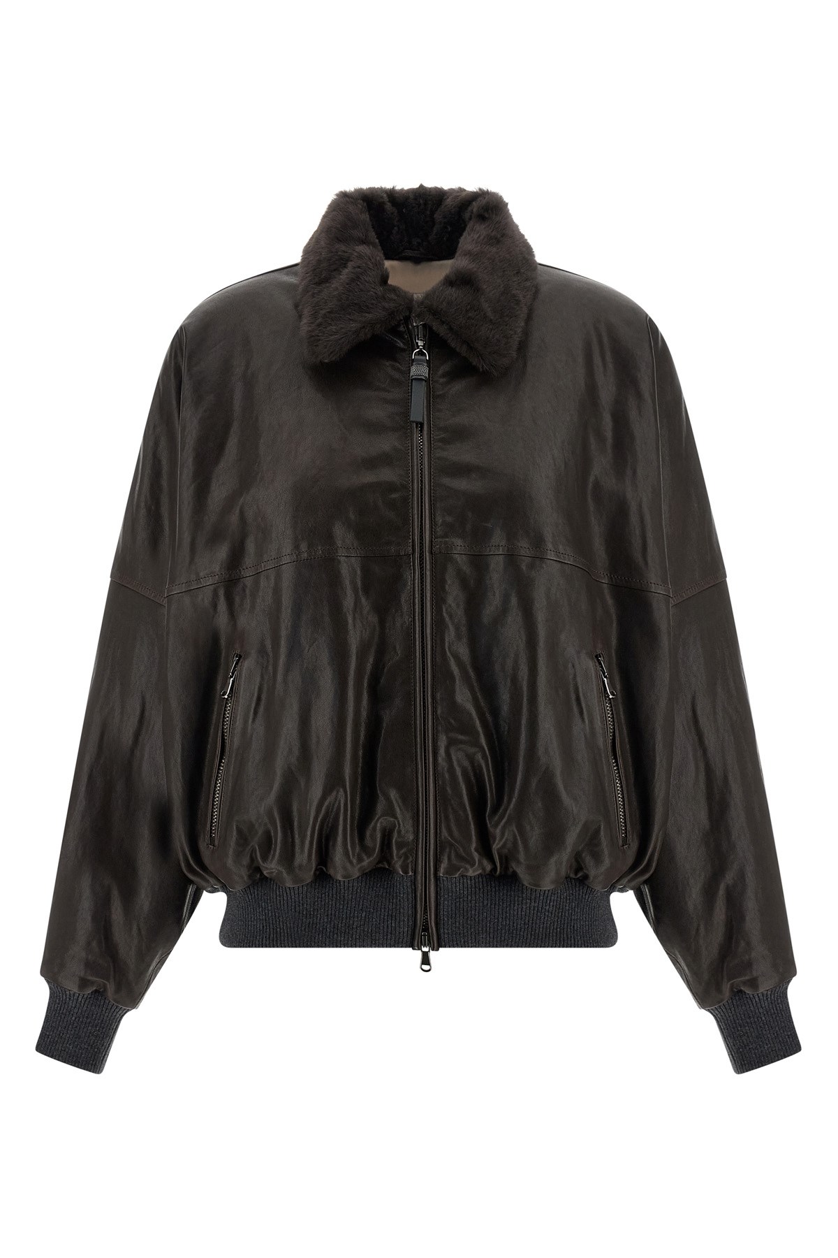 Brunello Cucinelli 'aviator' Bomber Jacket In Brown