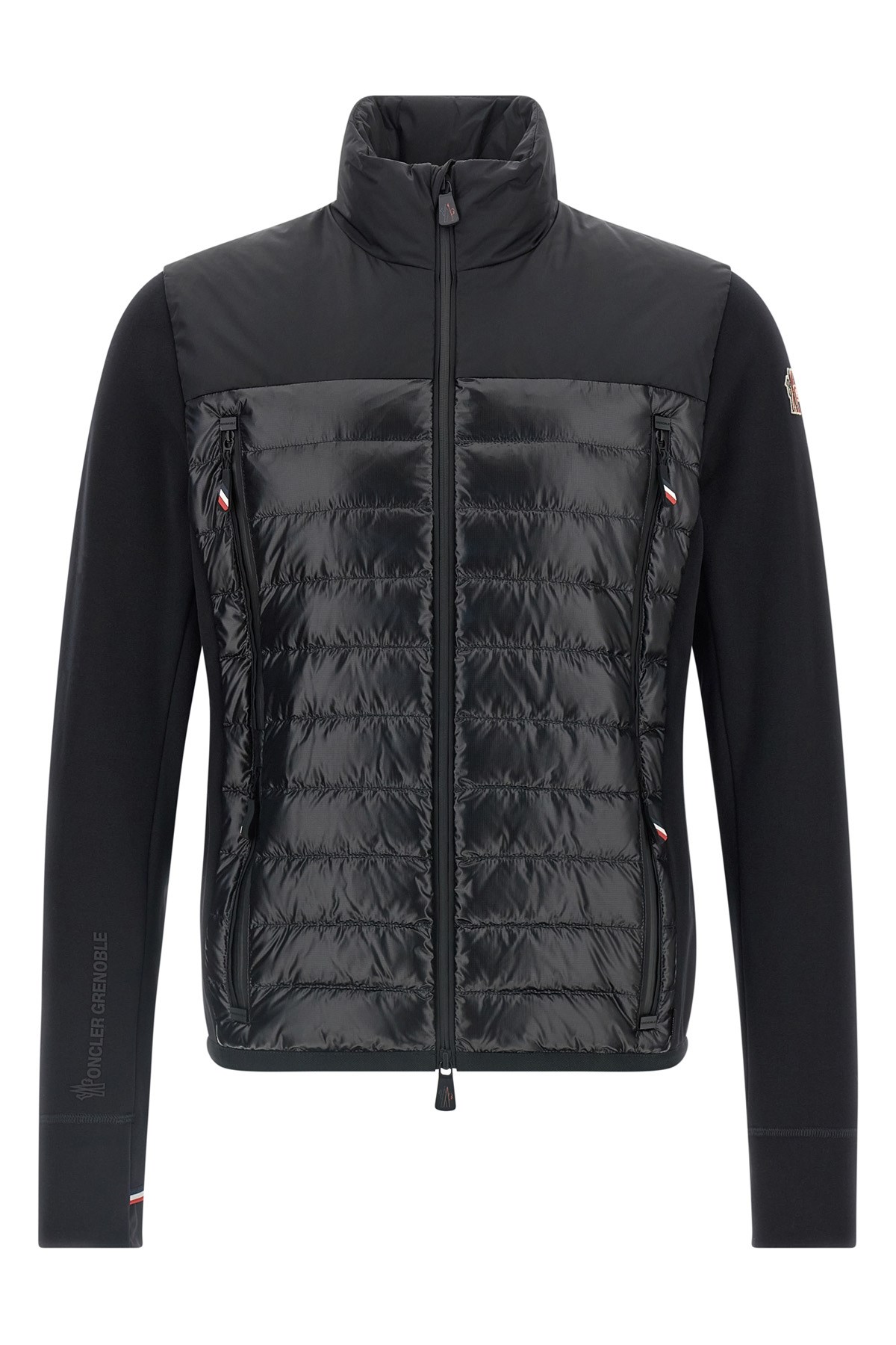 Moncler High Collar Long Sleeve Padded Sweatshirt In Black