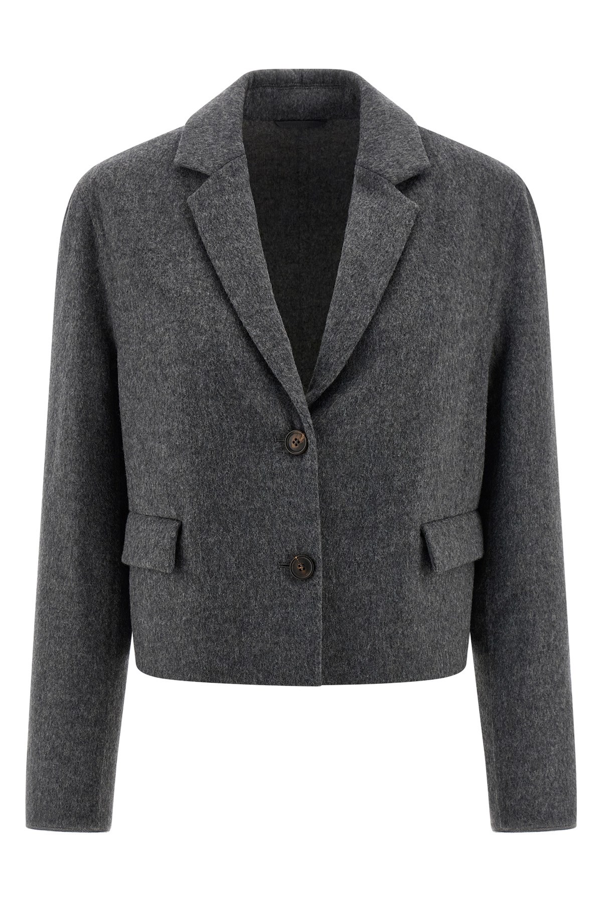 Brunello Cucinelli 'crop' Blazer In Gray