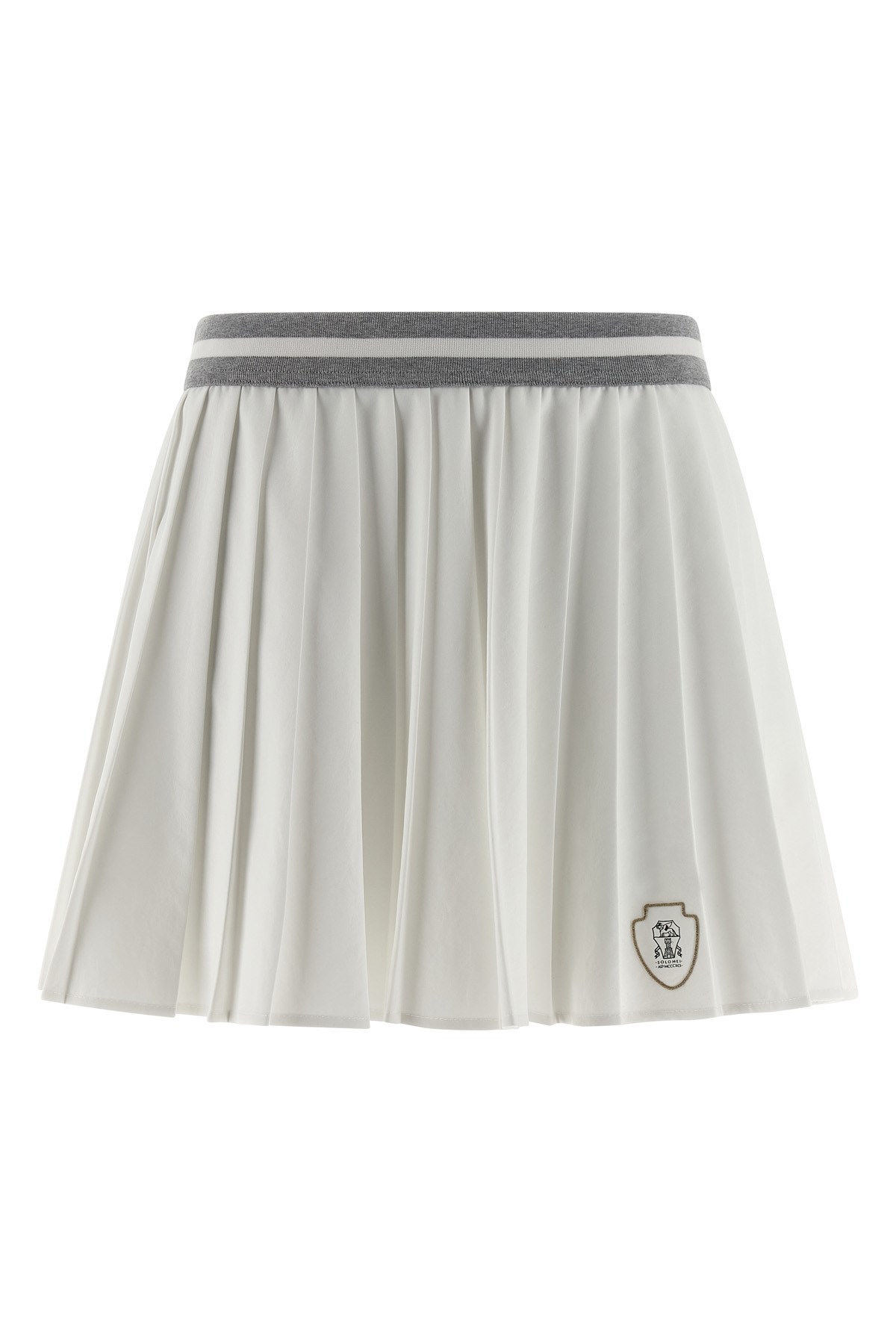Brunello Cucinelli Skirt With Contrast Trim And Pleats In White