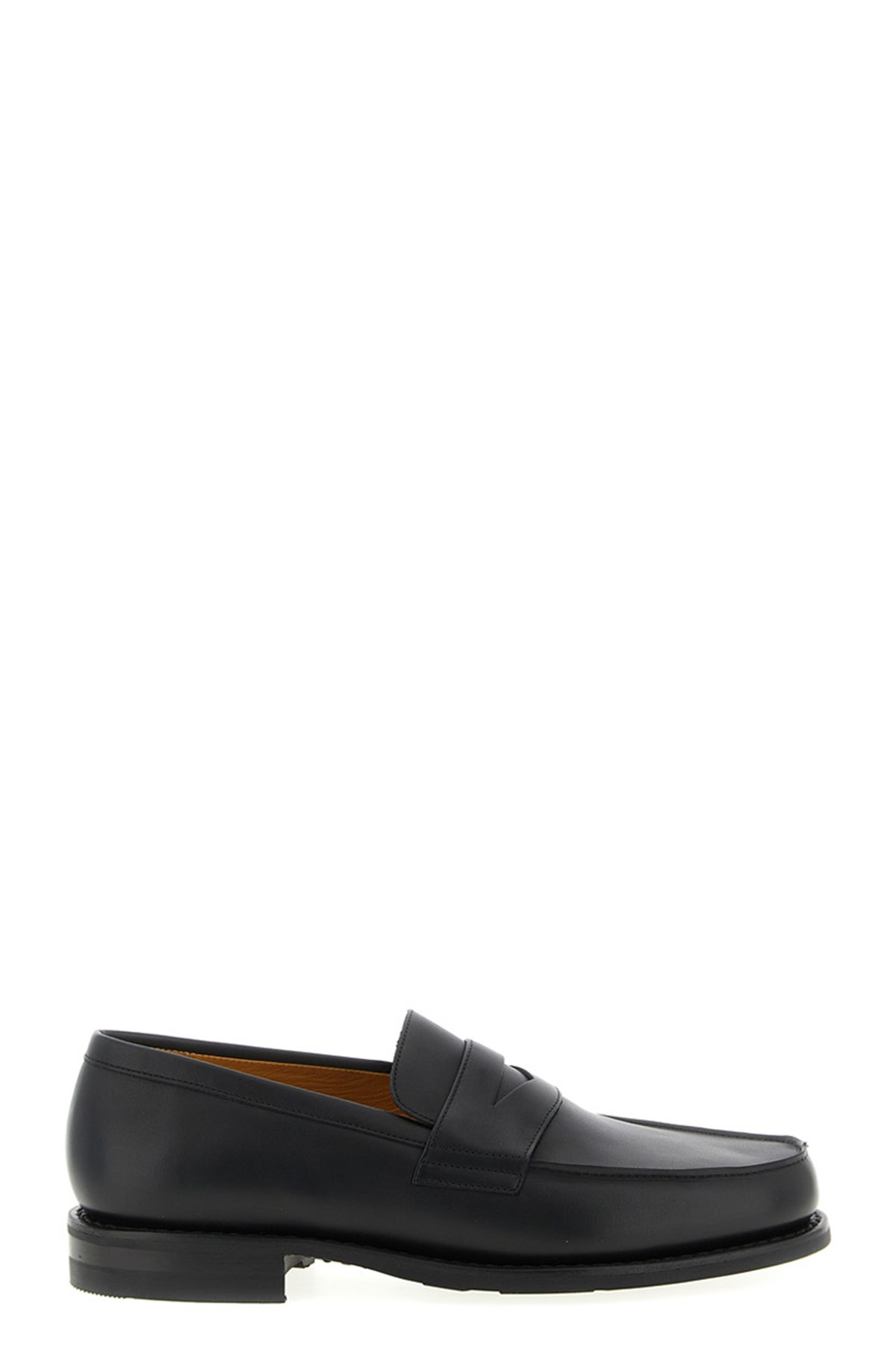 Paraboot Round Toe Loafers Featuring Penny Strap In Black
