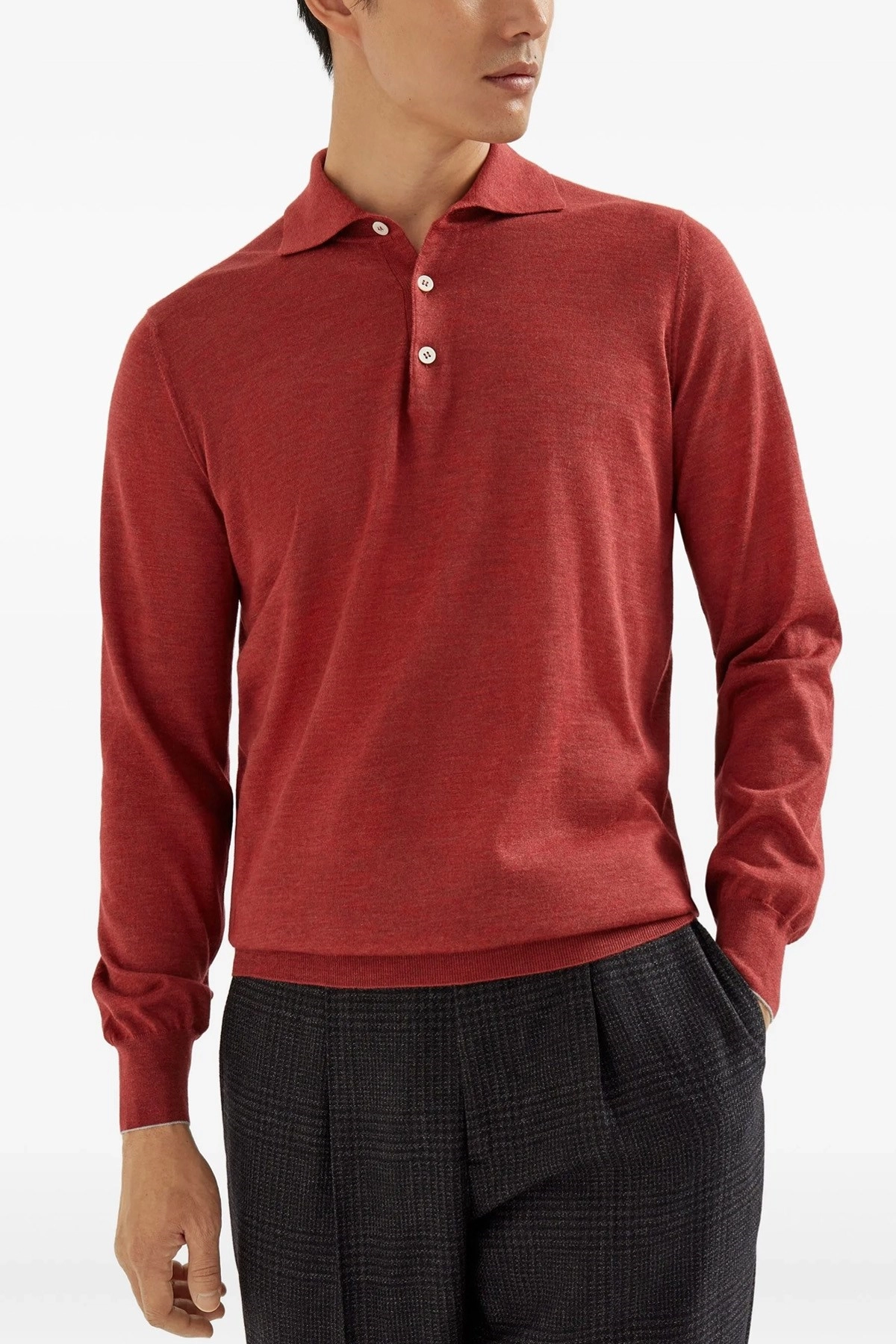 Brunello cucinelli Shaved knit polo shirt available on julian