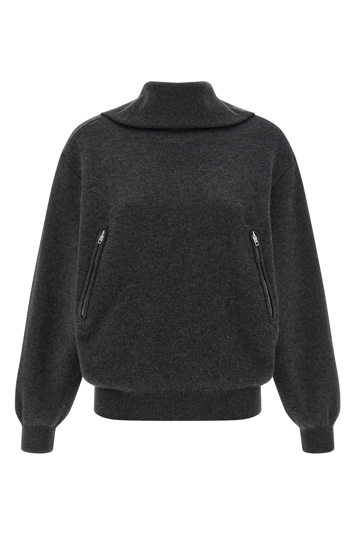 Balenciaga Charcoal Wool Sweater In Black