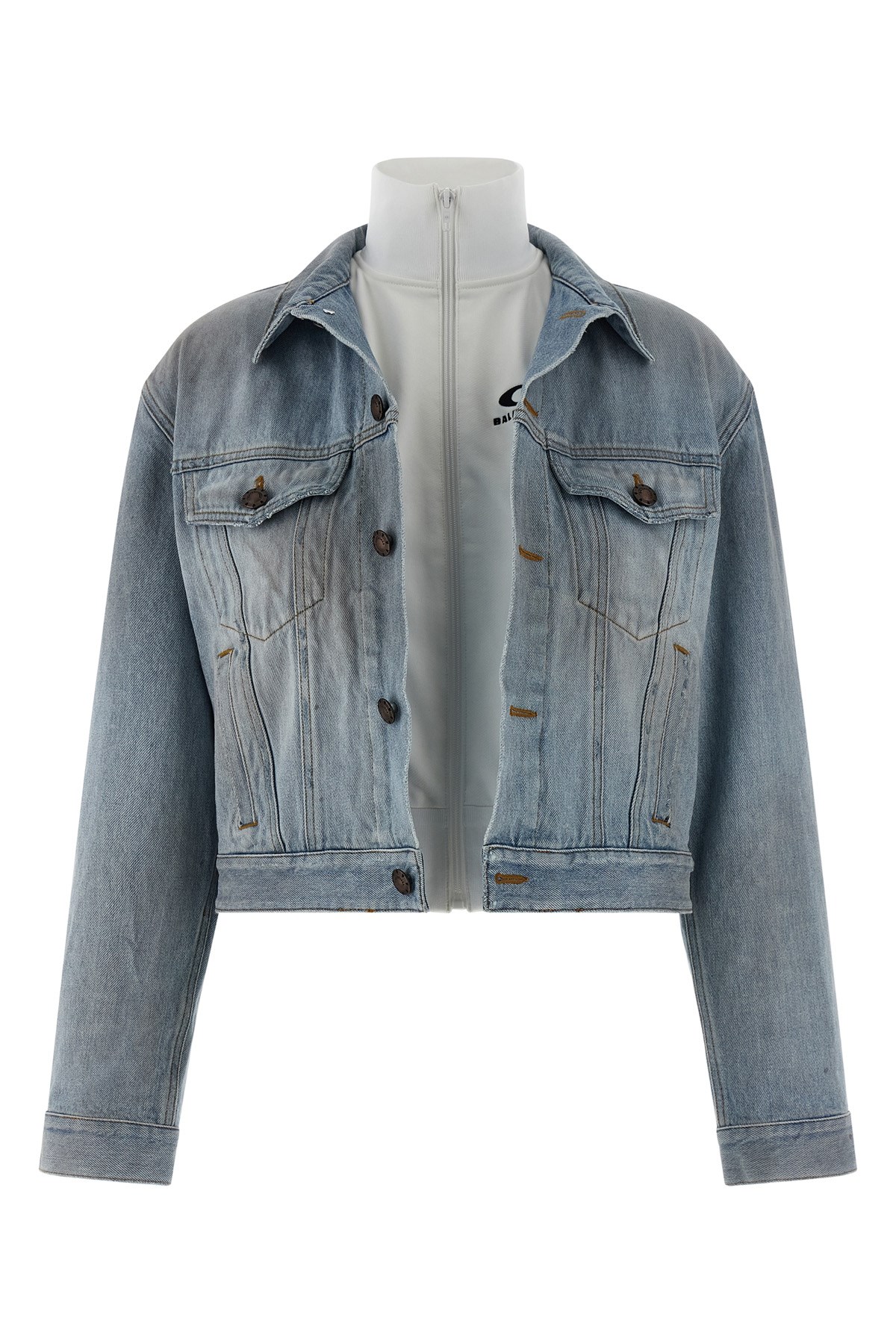 Balenciaga Double Layer Jacket In Blue