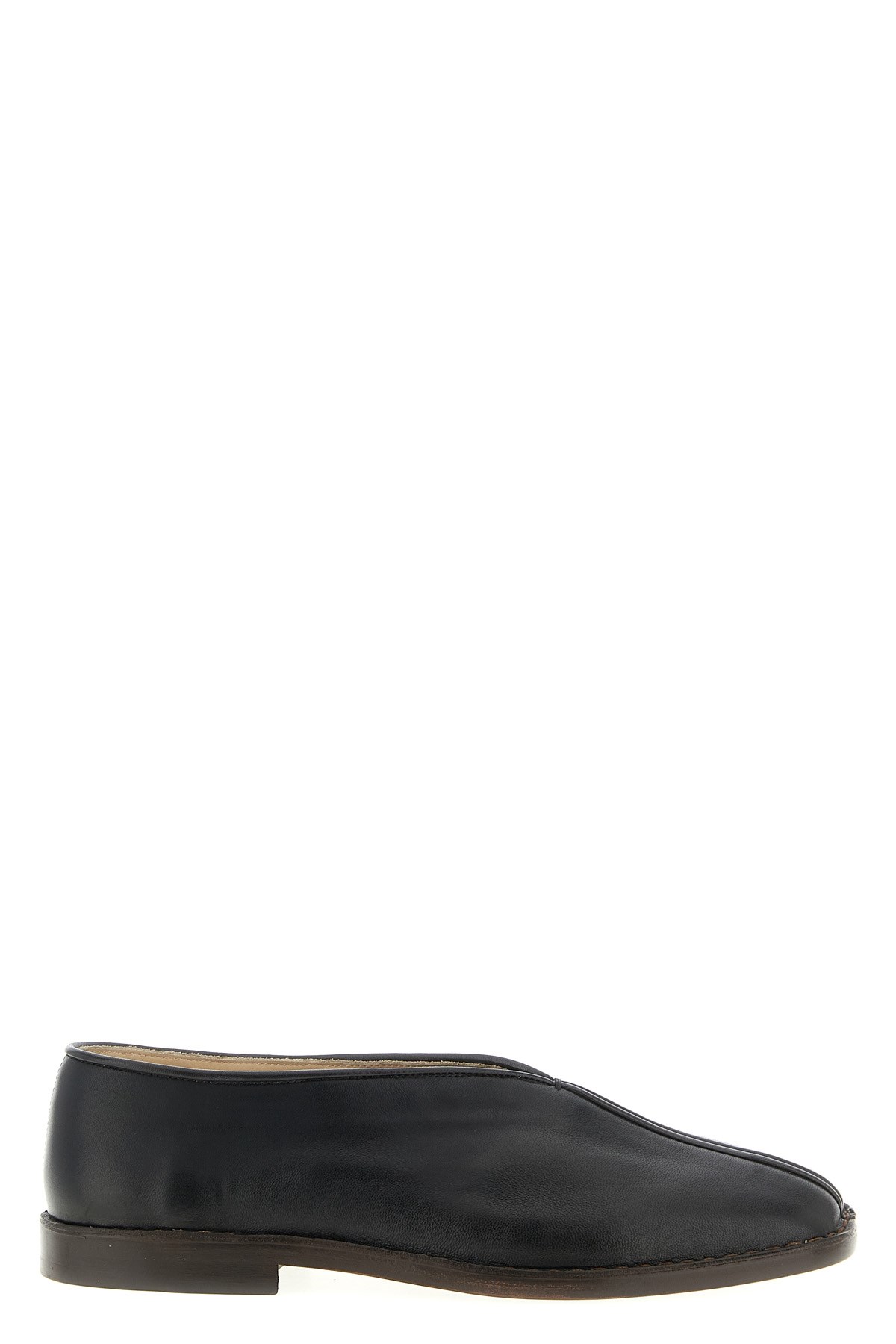 Lemaire Round Toe Slippers Seam Detailing In Black