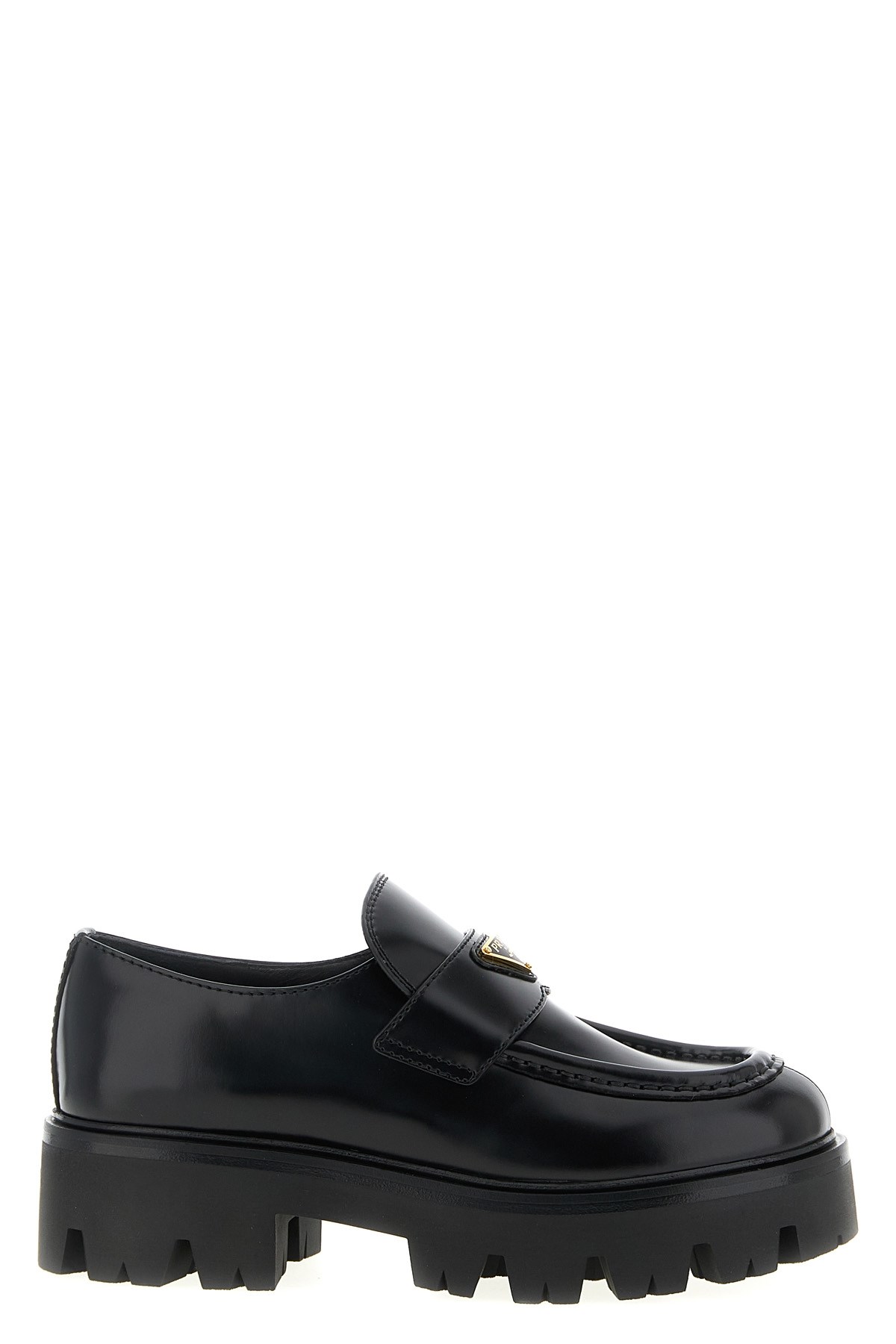 Prada Brushed Leather Loafers In Black