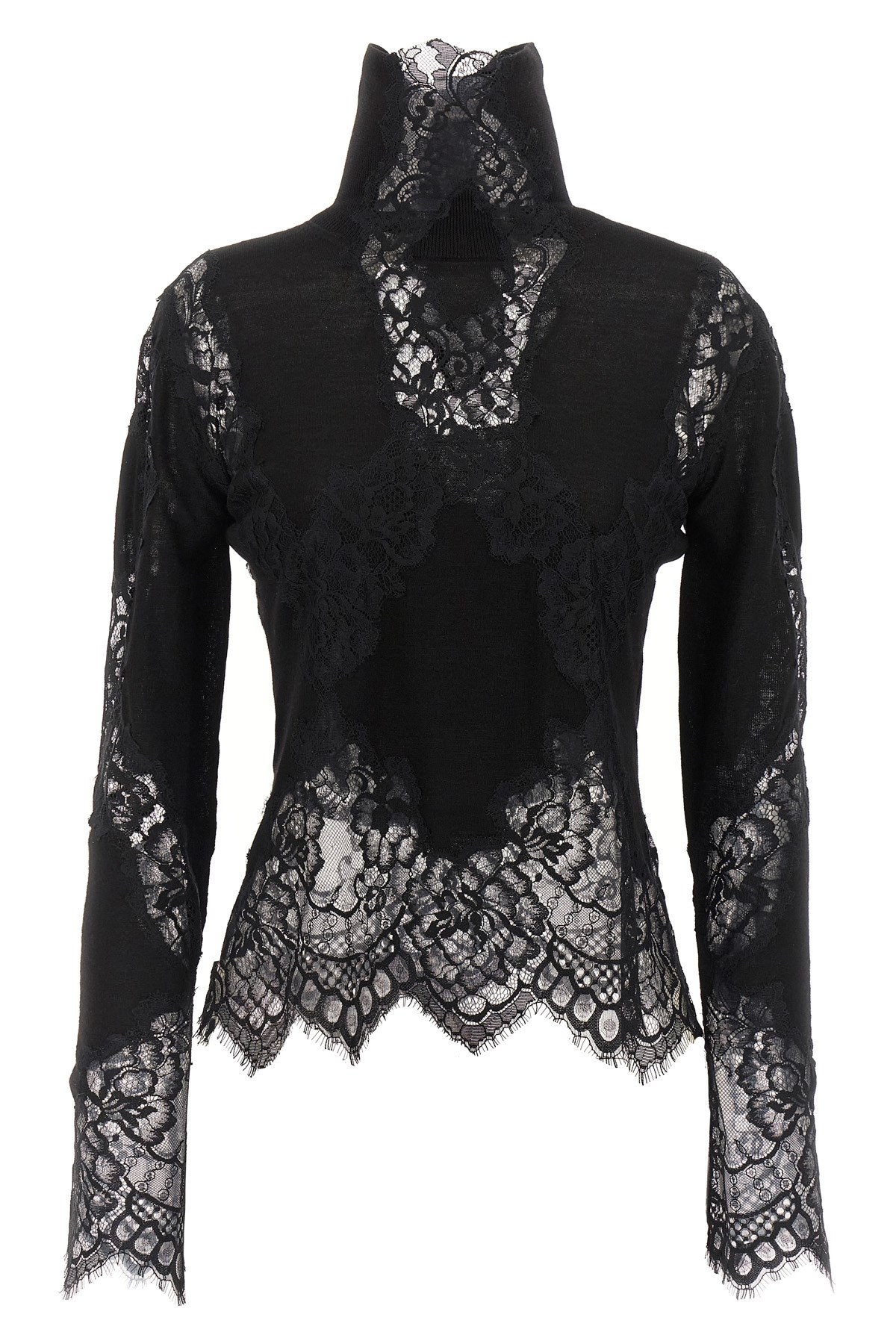 Ermanno Scervino Lace Insert Sweater Sweaters And Cardigans Black In Black