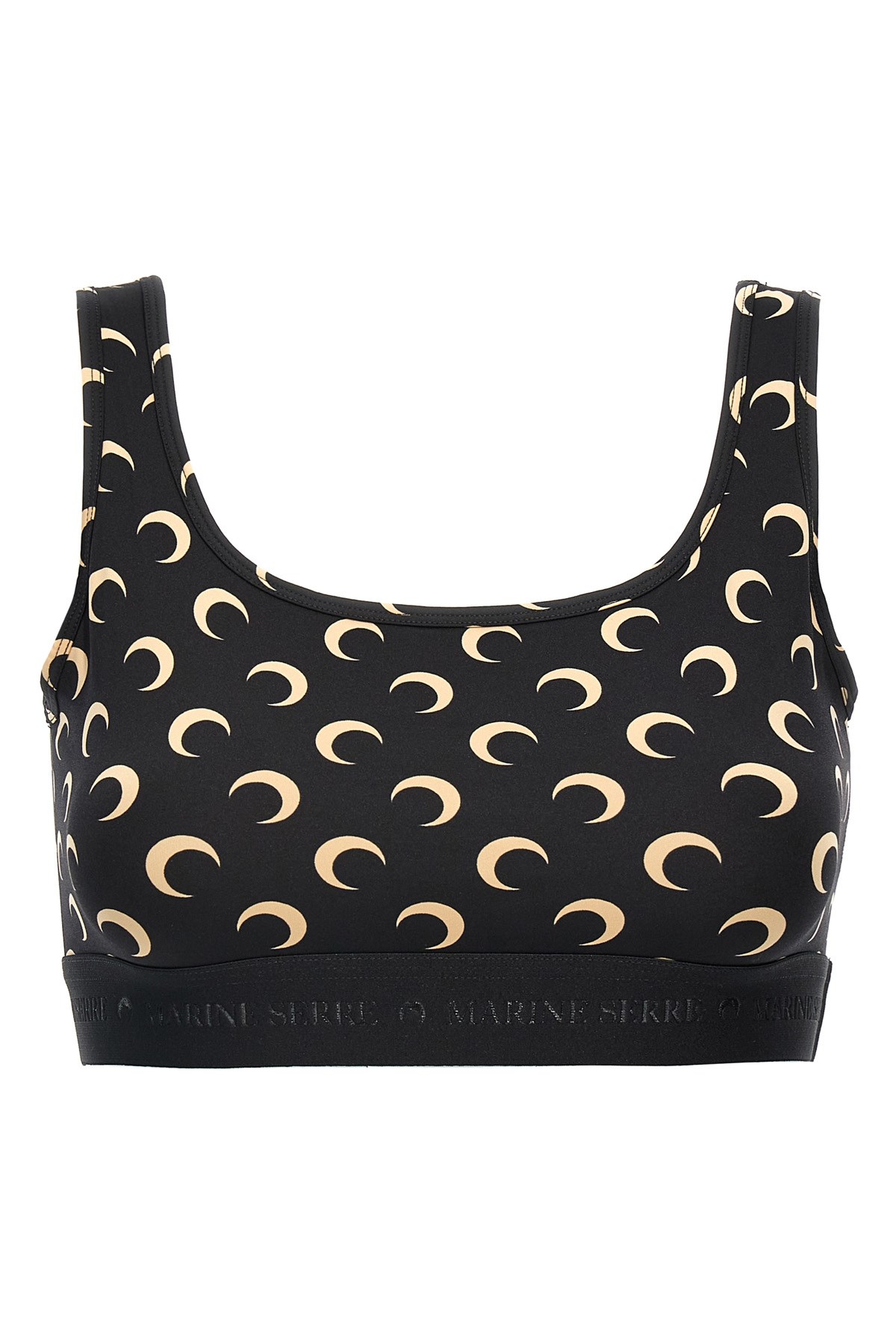 Marine Serre Fitted Underwear Top With Crescent Moon Pattern In Black