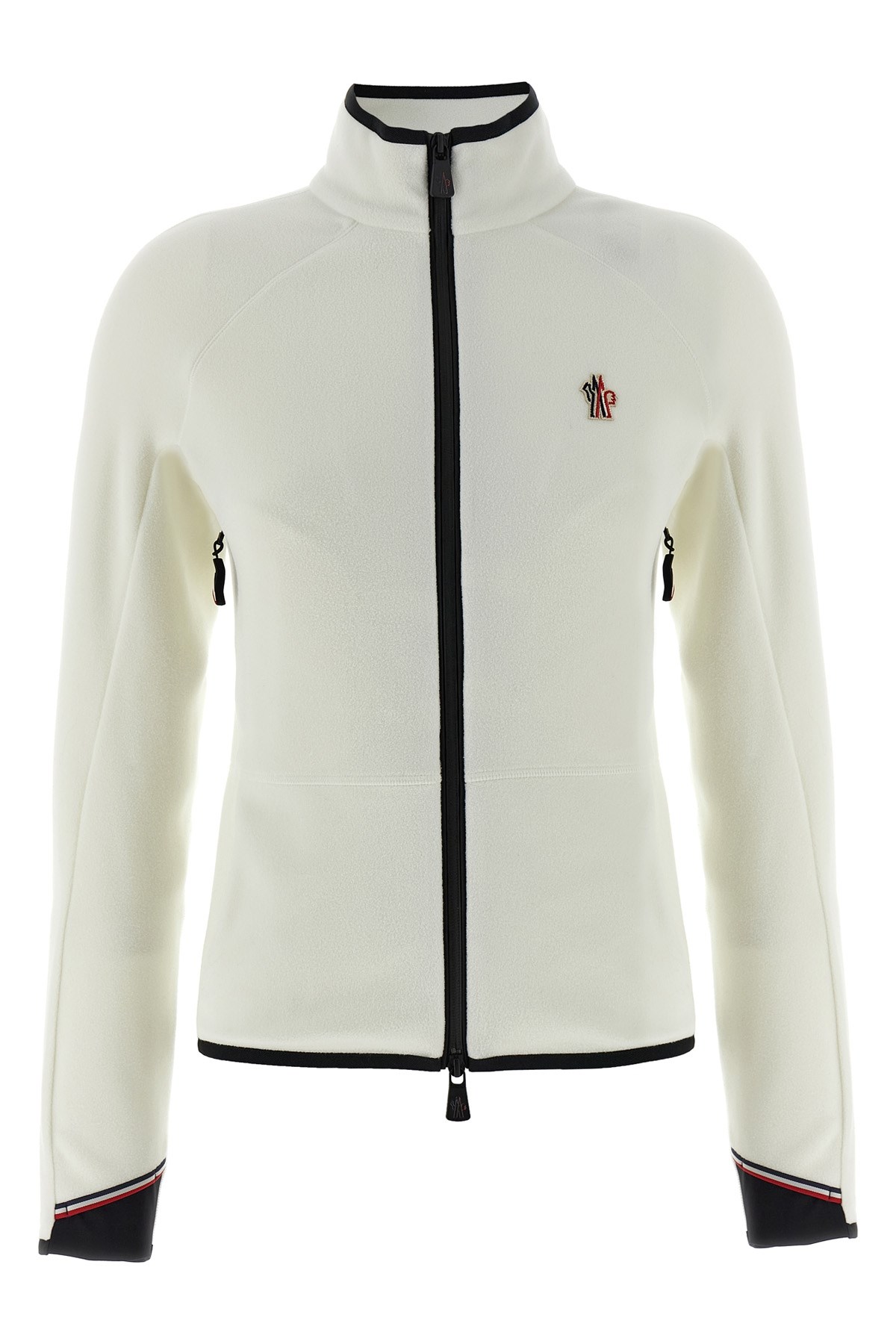 Moncler Fleece Sweatshirt With Zip And Pockets In White