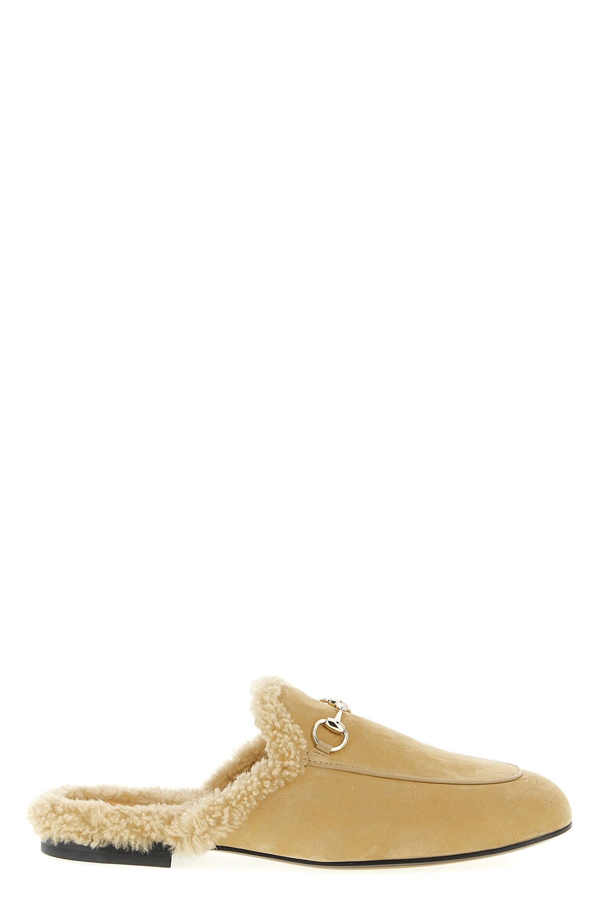Gucci Round Toe Flat Sole Metal Hardware Slippers In Neutral