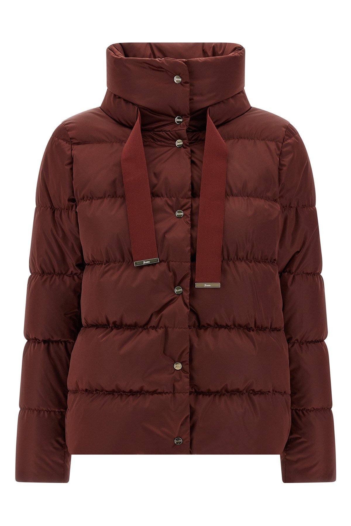 Herno Shiny Satin Down Jacket In Brown