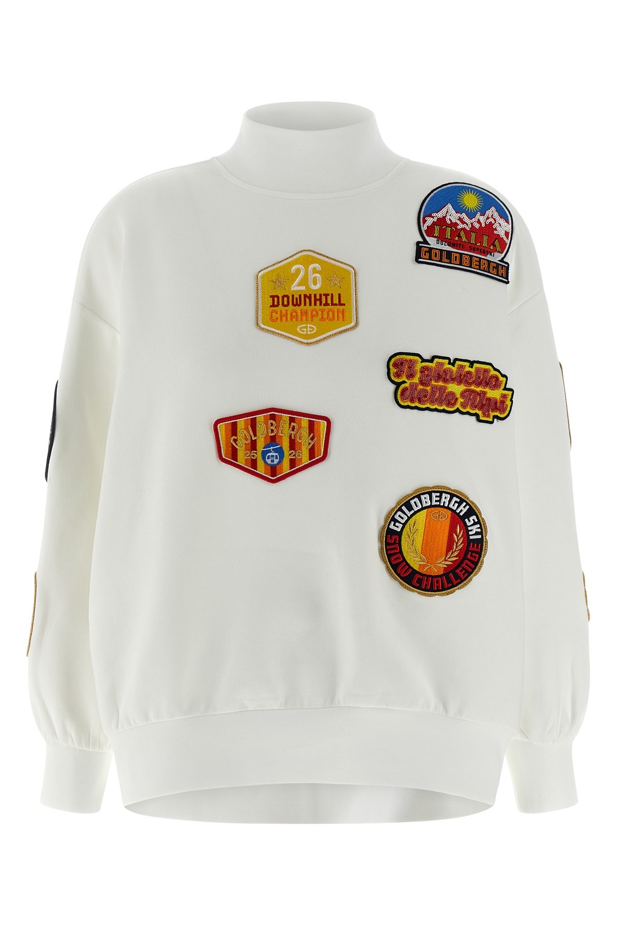 Goldbergh High Neck Sweatshirt Embroidered Patches In White
