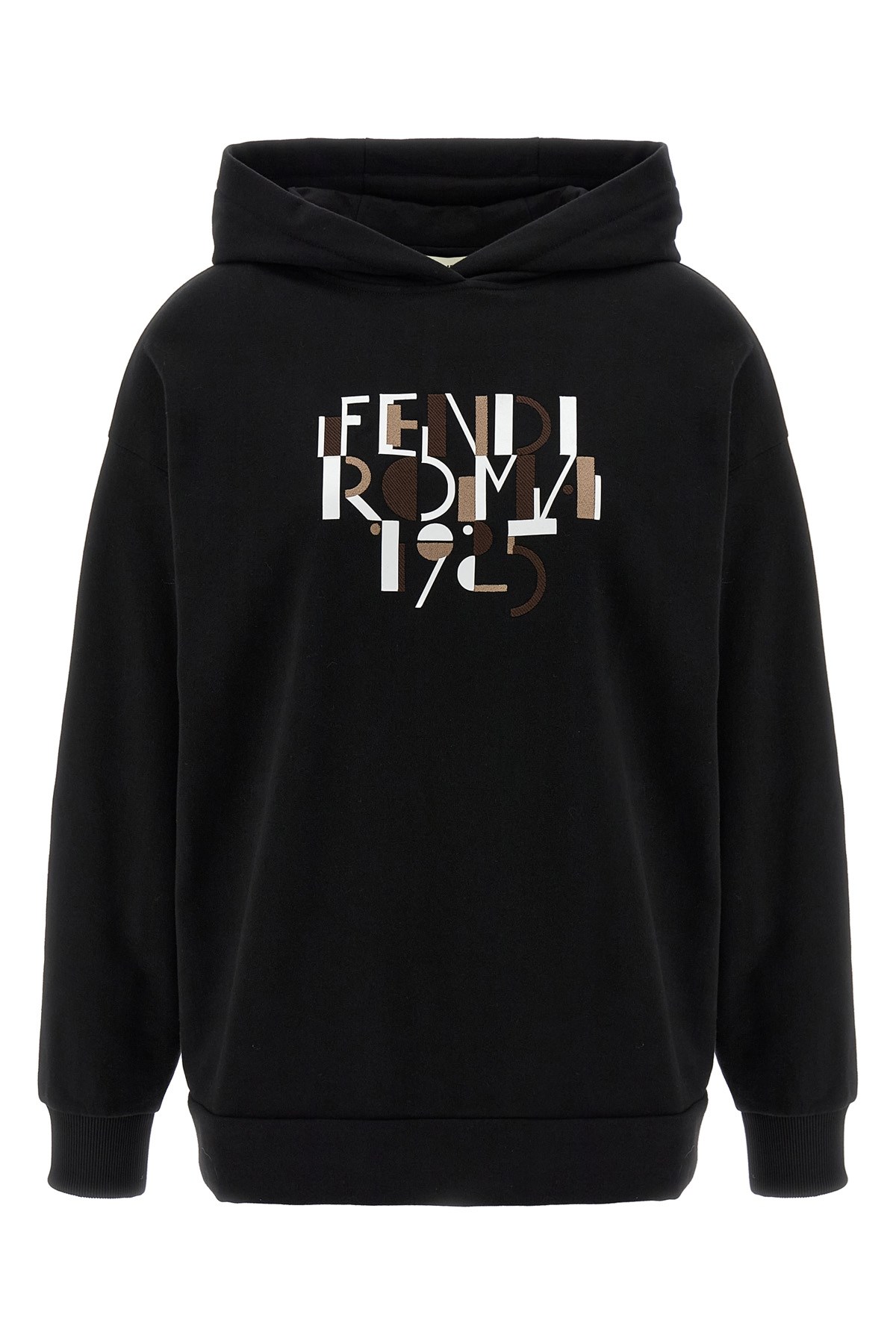 Fendi Roma Logo Hooded Sweatshirt In Black