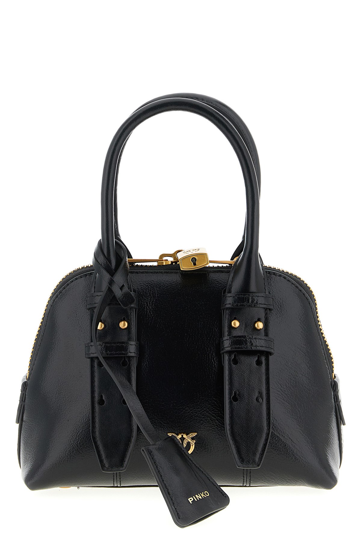 Pinko Bowling Bag Leather Shoulder Bag In Black